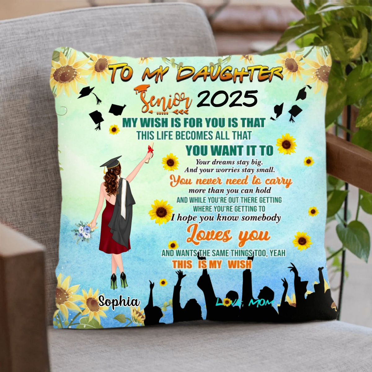 Personalized Graduation Pillow Cover - Gift Idea For Daughter/Graduation - I Hope You Know Somebody Loves You