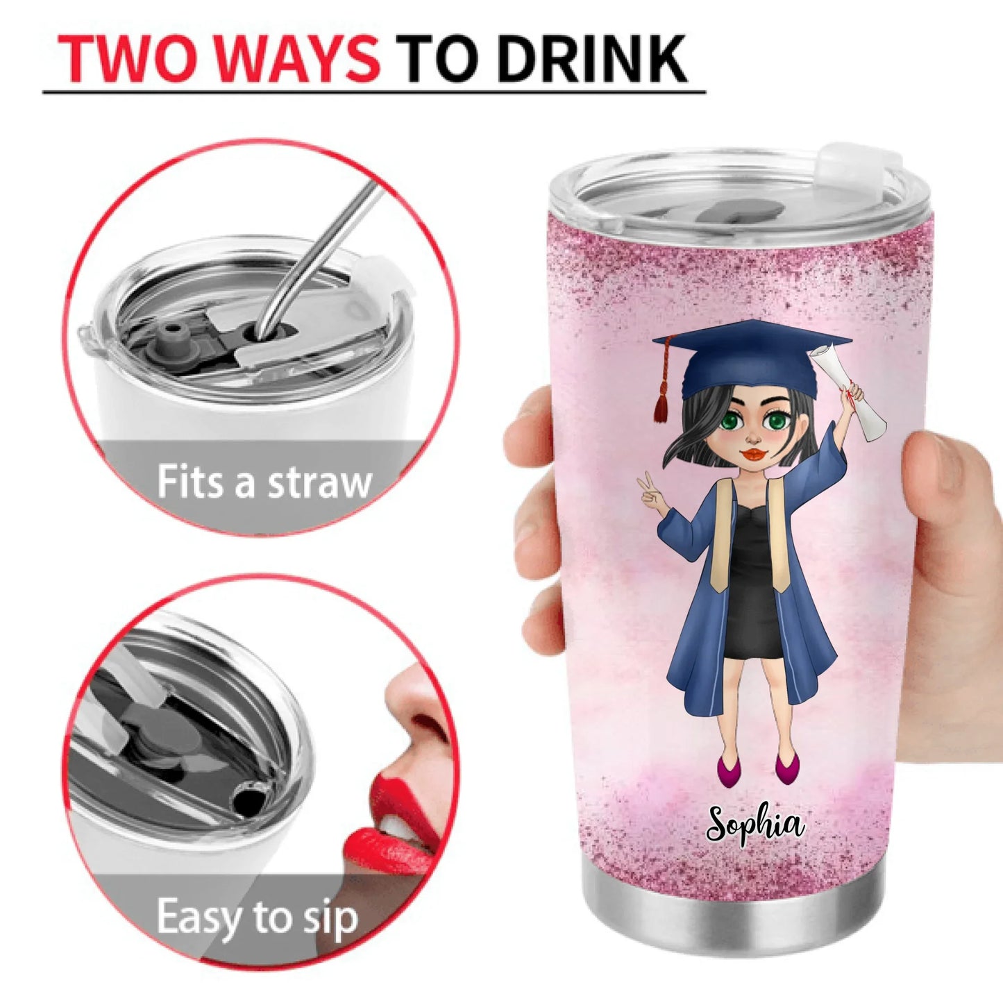 Personalized Graduation Tumbler - Gift Idea For Daughter/Granddaughter From Mom, Nana - Love You For The Rest Of Mine