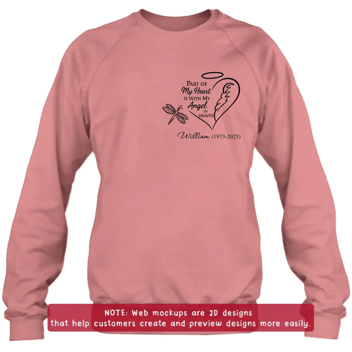 Personalized Memorial Embroidered T-Shirt/Sweater/Hoodie - Memorial Gift Idea - Part Of My Heart Is With My Angel In Heaven