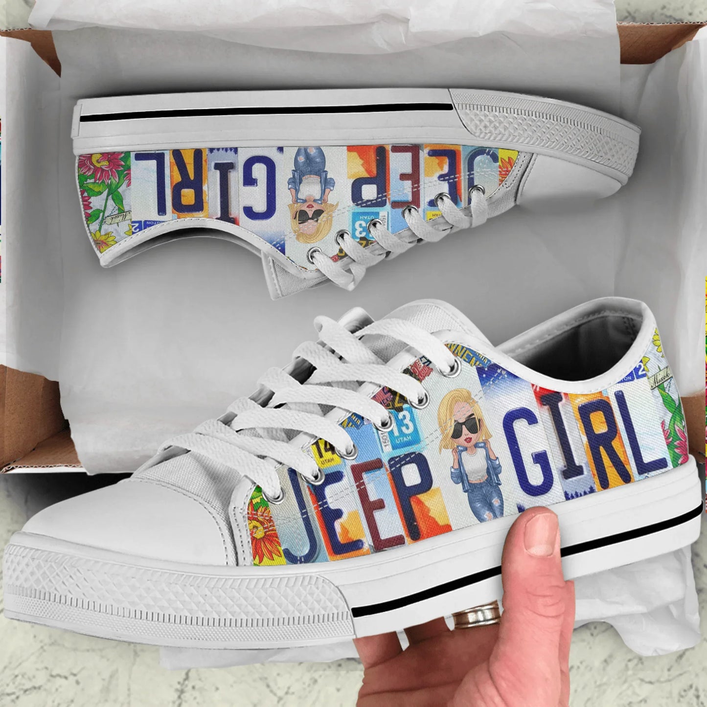 Personalized Off-road Girl Low Top Sneakers - Birthday Gift Idea