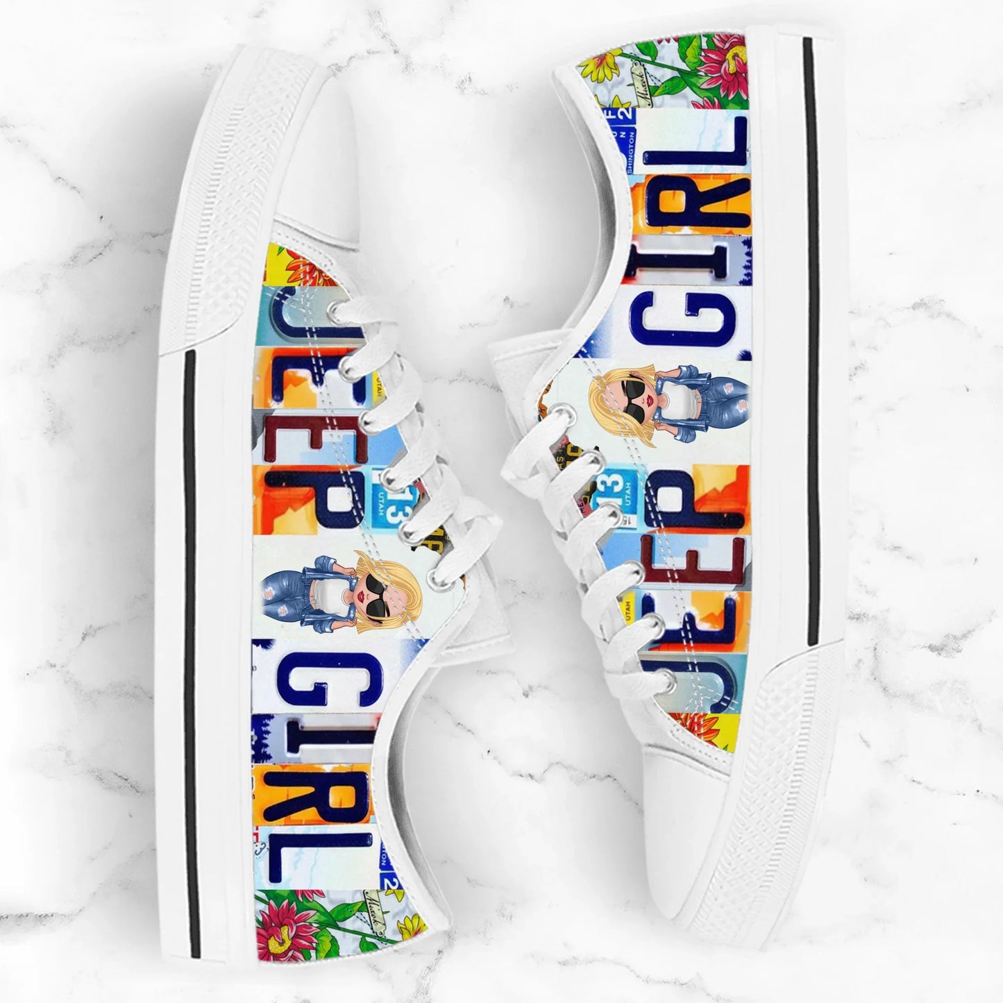 Personalized Off-road Girl Low Top Sneakers - Birthday Gift Idea