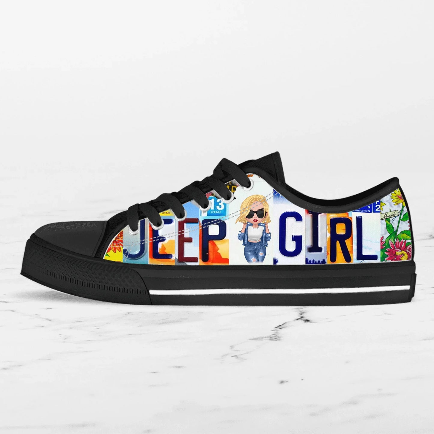 Personalized Off-road Girl Low Top Sneakers - Birthday Gift Idea