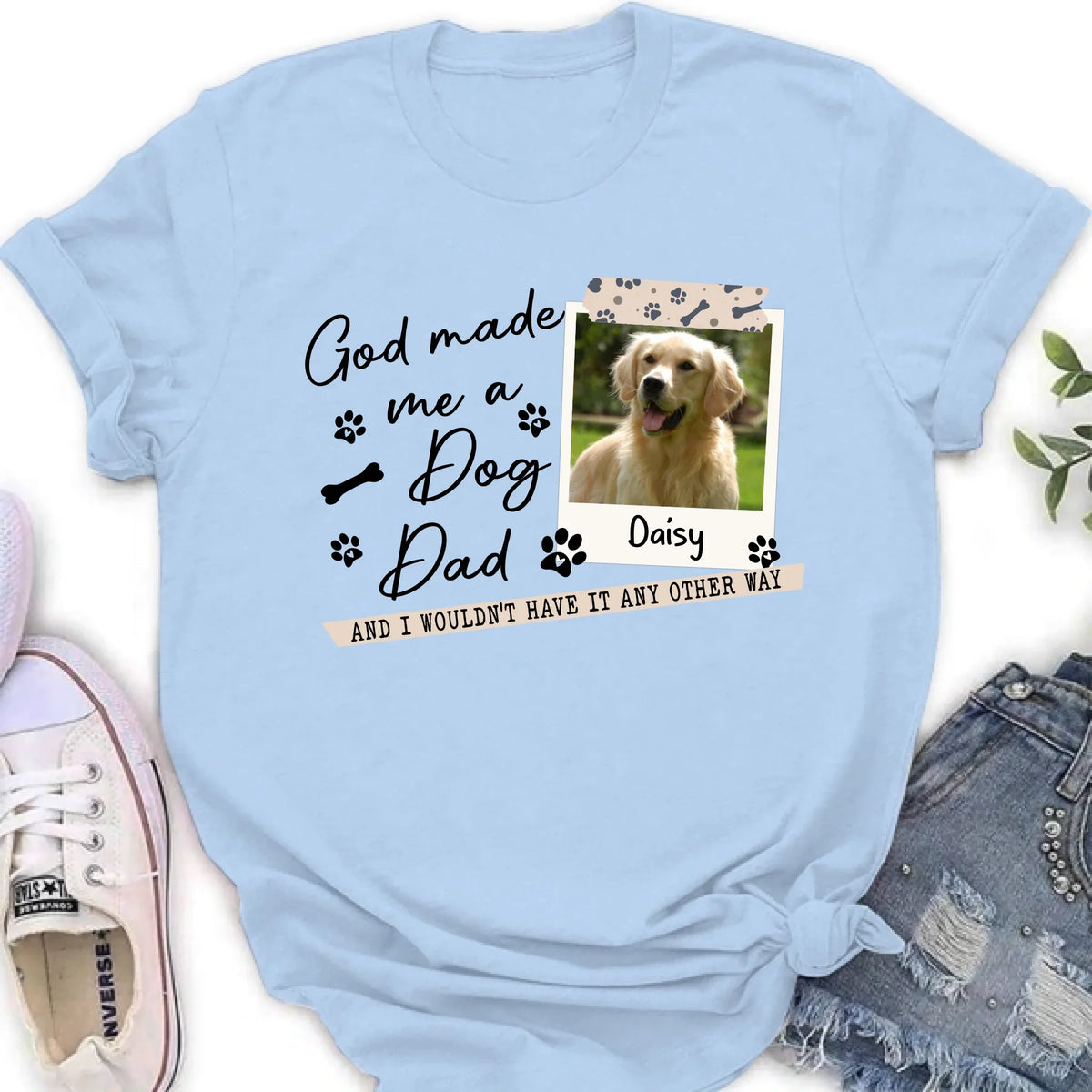 Personalized Dog Photo T-Shirt/Sweater/Hoodie - Gift Idea For Dog Dad/Dog Lovers - God Made Me A Dog Dad
