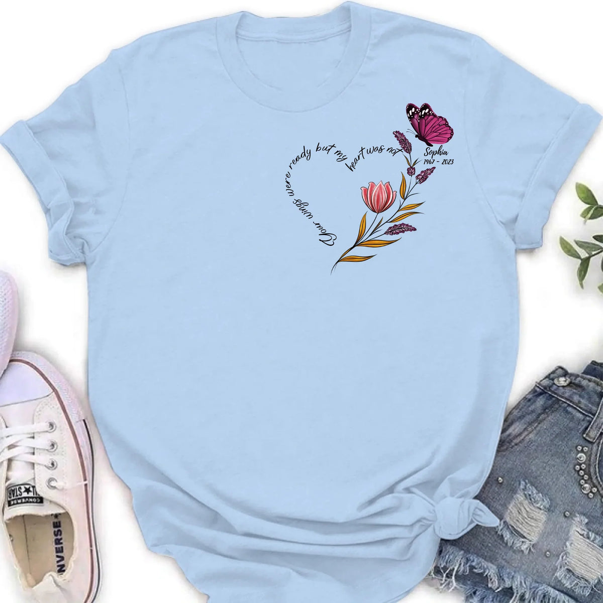 Personalized Memorial Shirt/Hoodie - Memorial Gift Idea for Mother's Day/Father's Day - Your Wings Were Ready But My Heart Was Not
