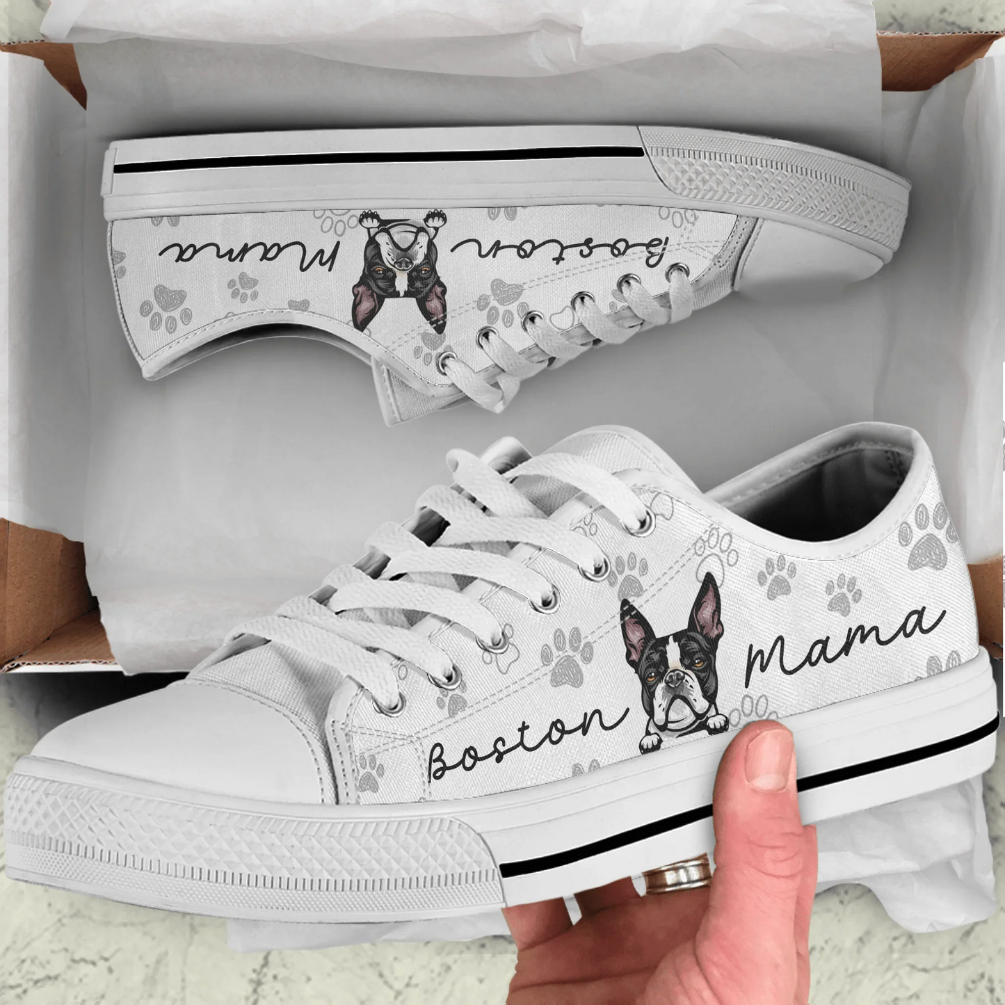 Personalized Front Dog Low Top Sneakers - Gift Idea For Dog Mom/Dog Dad