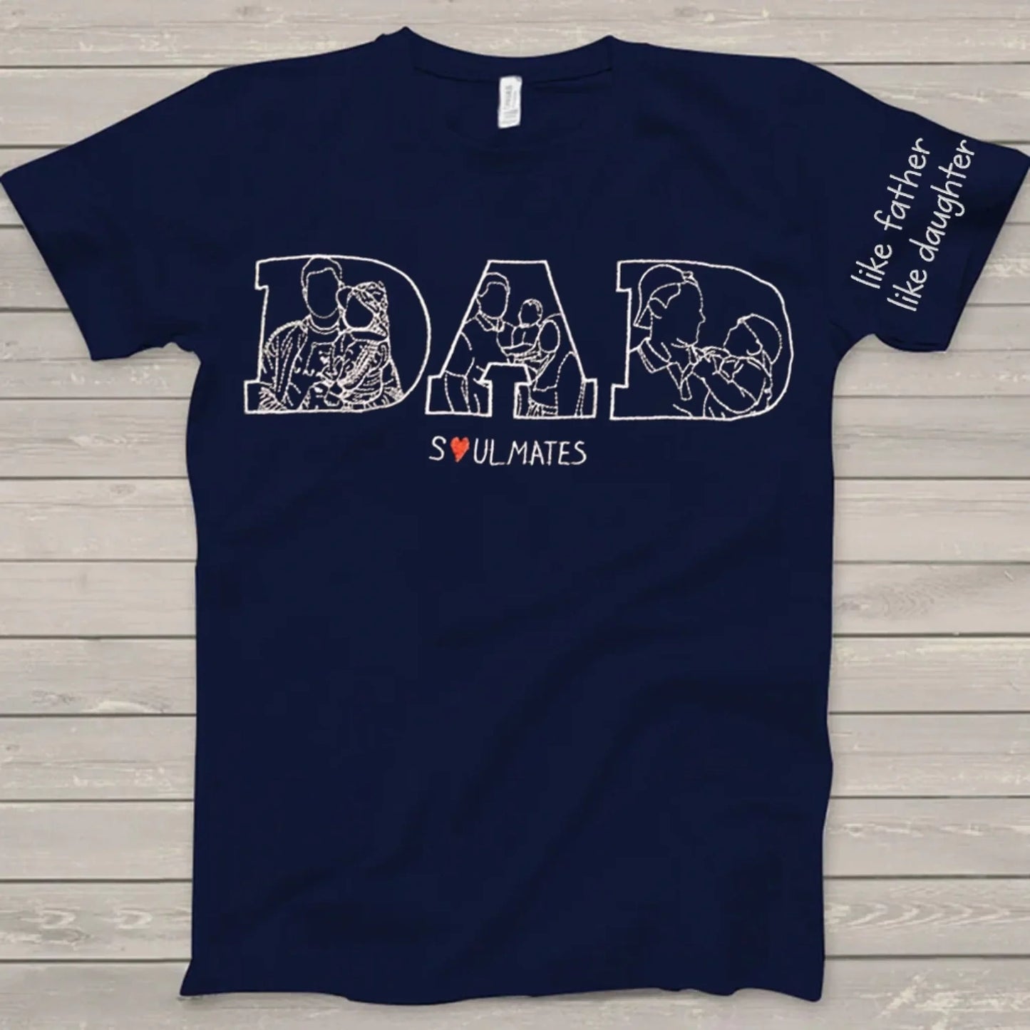 Personalized Portrait Dad Father Figure Embroidered T-Shirt - Gift Idea For Father's Day