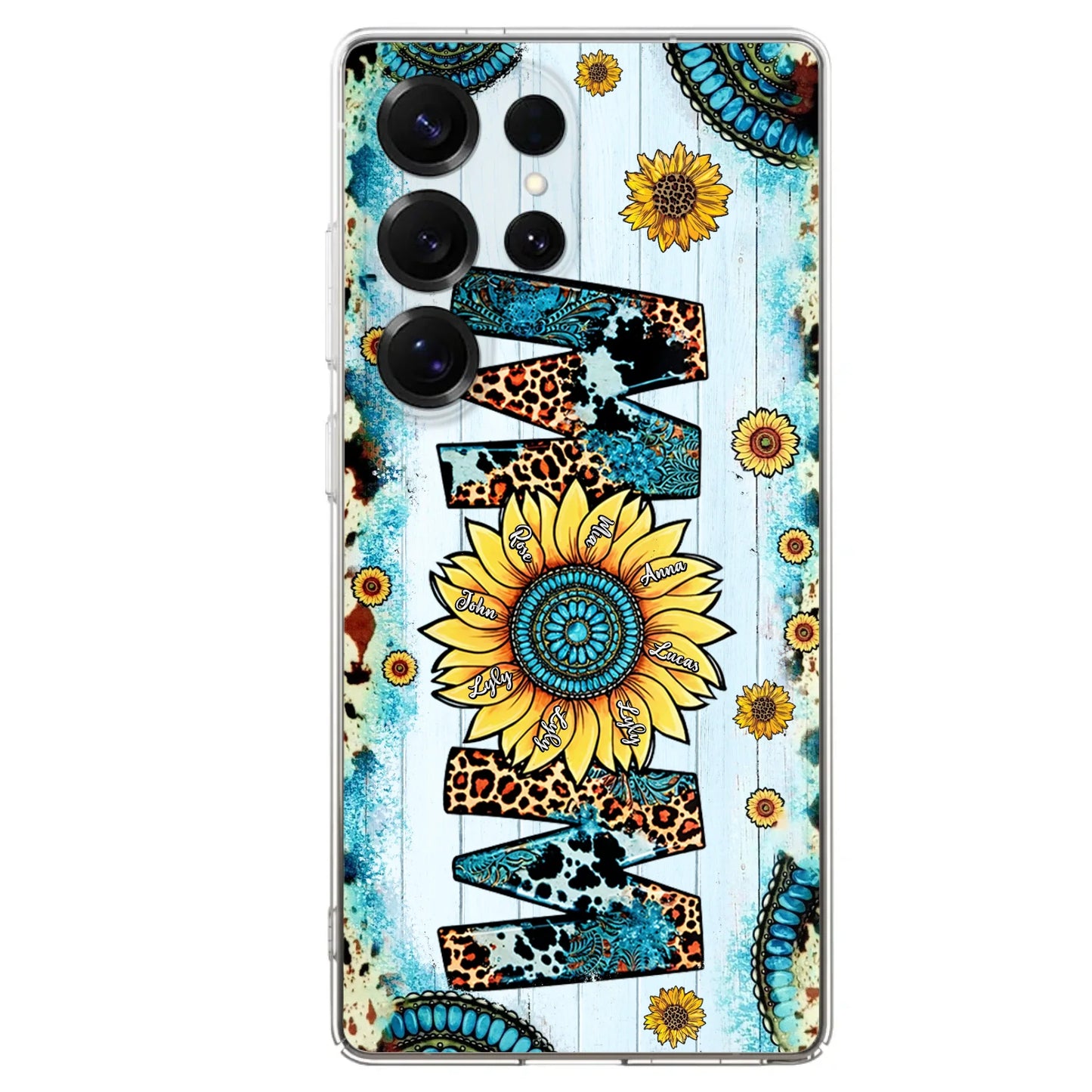 Custom Personalized Mom Sunflower Phone Case - Mother's Day Gift Idea - Upto 8 Kids - Case For iPhone/ Samsung