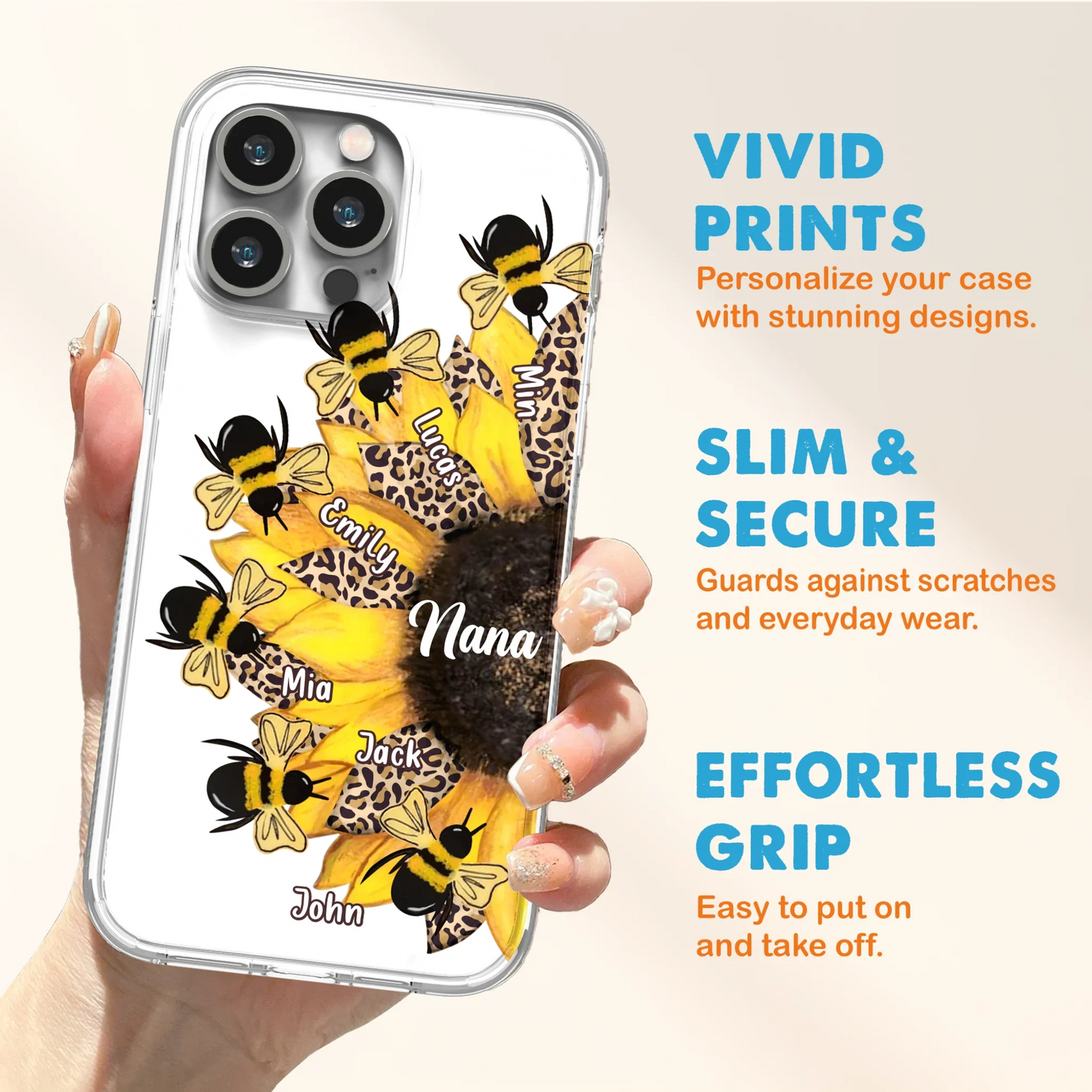 Custom Sunflower Grandma Phone Case - Mother's Day Gift Idea for Mom/Grandma