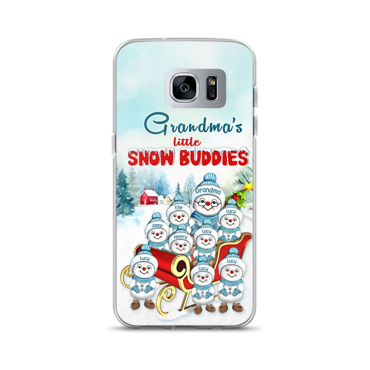 Custom Personalized Grandma Phone Case - Christmas Gift Idea For Grandma - Upto 8 Grandkids - Case For iPhone/ Samsung - Grandma's Little Snow Buddies