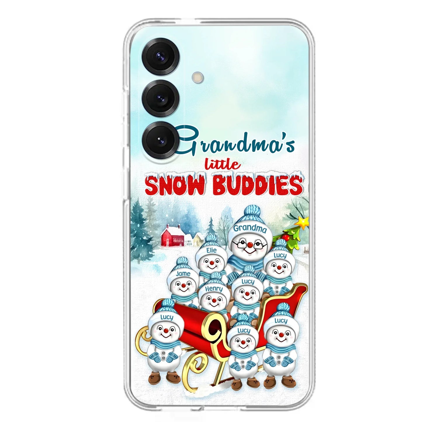 Custom Personalized Grandma Phone Case - Christmas Gift Idea For Grandma - Upto 8 Grandkids - Case For iPhone/ Samsung - Grandma's Little Snow Buddies