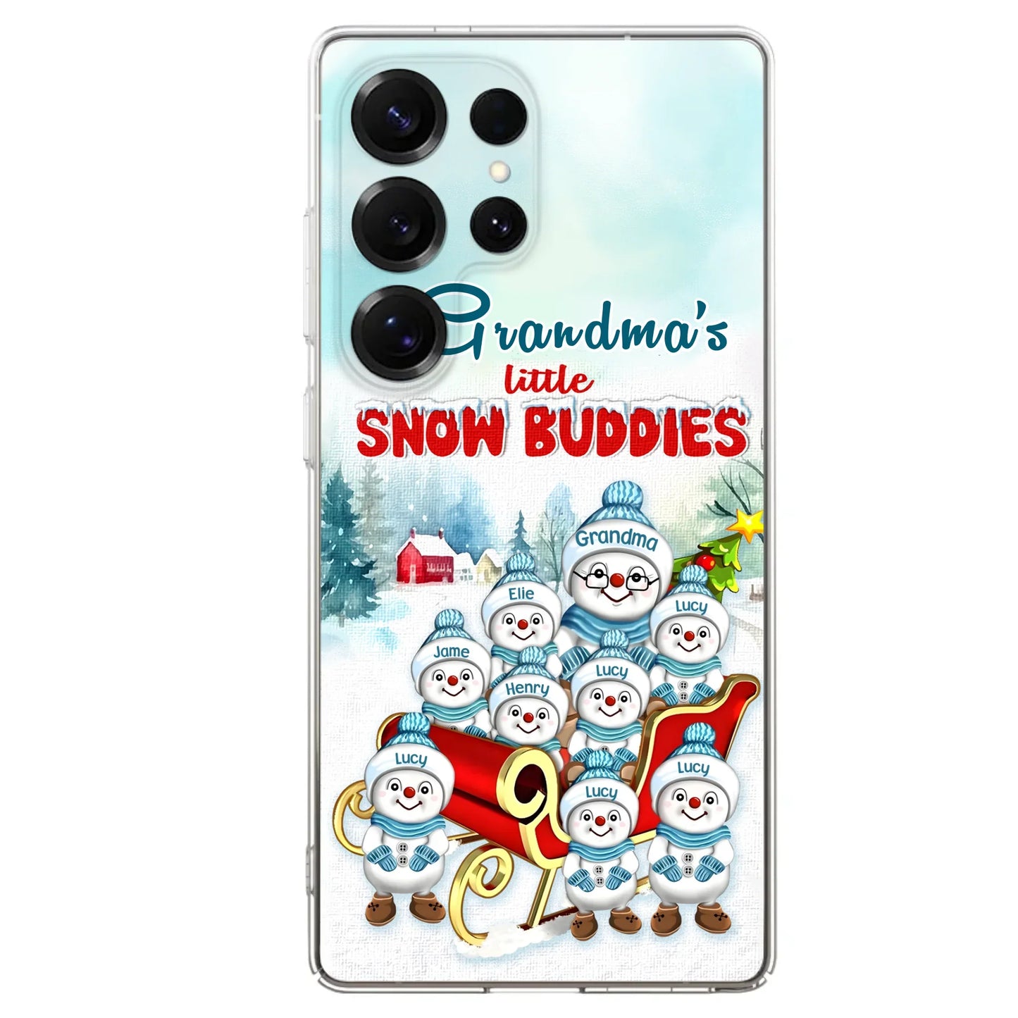Custom Personalized Grandma Phone Case - Christmas Gift Idea For Grandma - Upto 8 Grandkids - Case For iPhone/ Samsung - Grandma's Little Snow Buddies