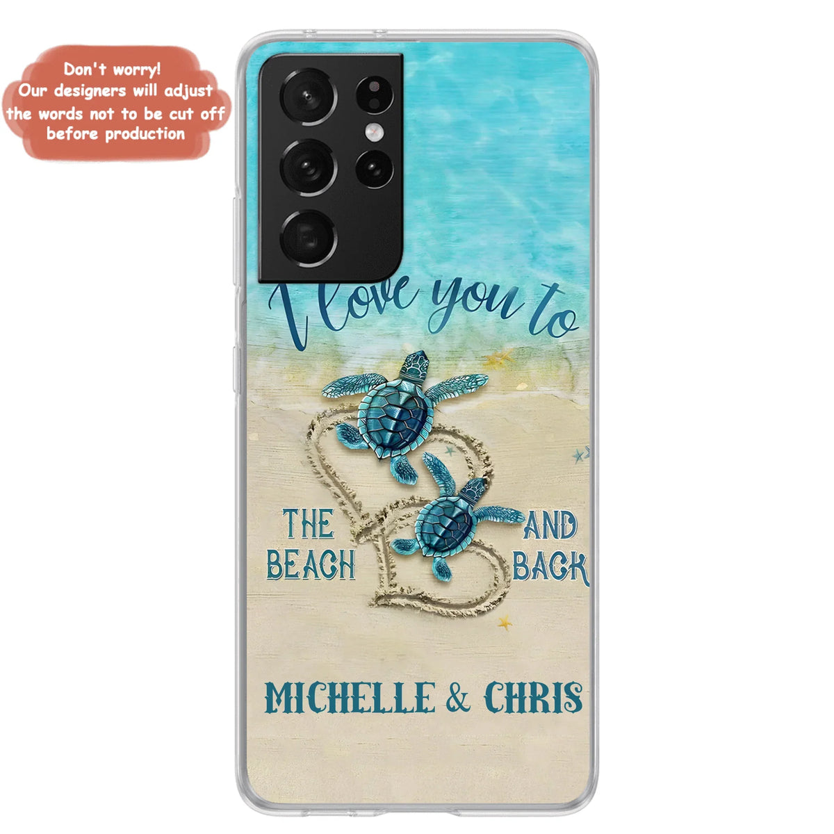 Custom Personalized Couple Turtle Phone Case -  Gift Idea For Couple/ Family - I Love You To The Beach And Back