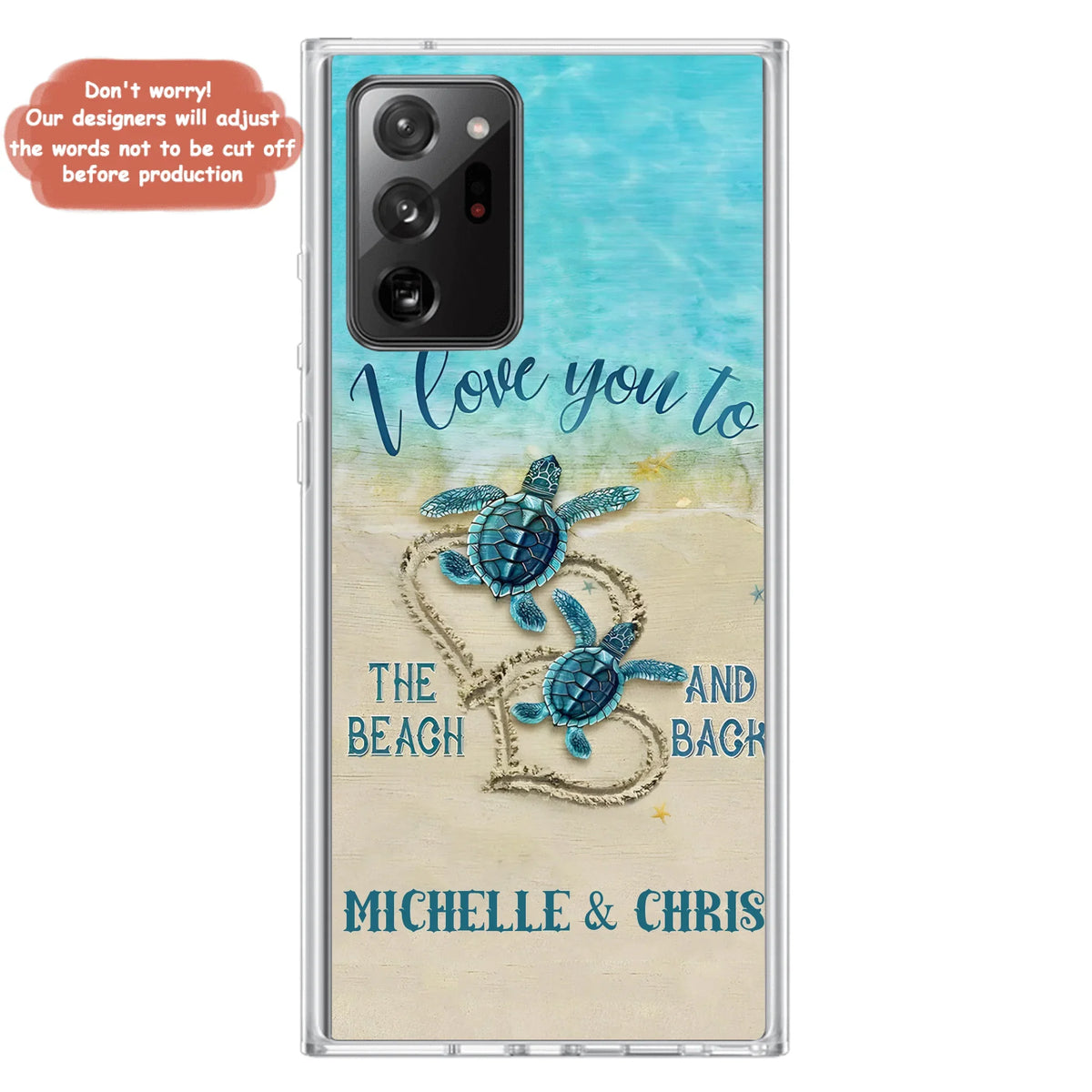 Custom Personalized Couple Turtle Phone Case -  Gift Idea For Couple/ Family - I Love You To The Beach And Back