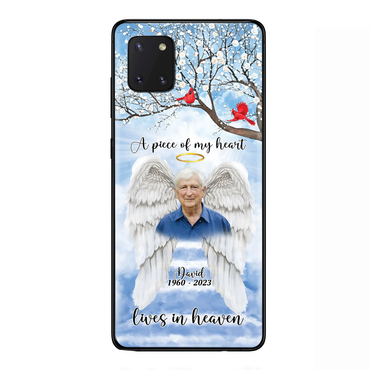 Custom Personalized Memorial Wings Upload Photo Phone Case - Memorial Gift Idea - A Piece Of My Heart Lives In Heaven