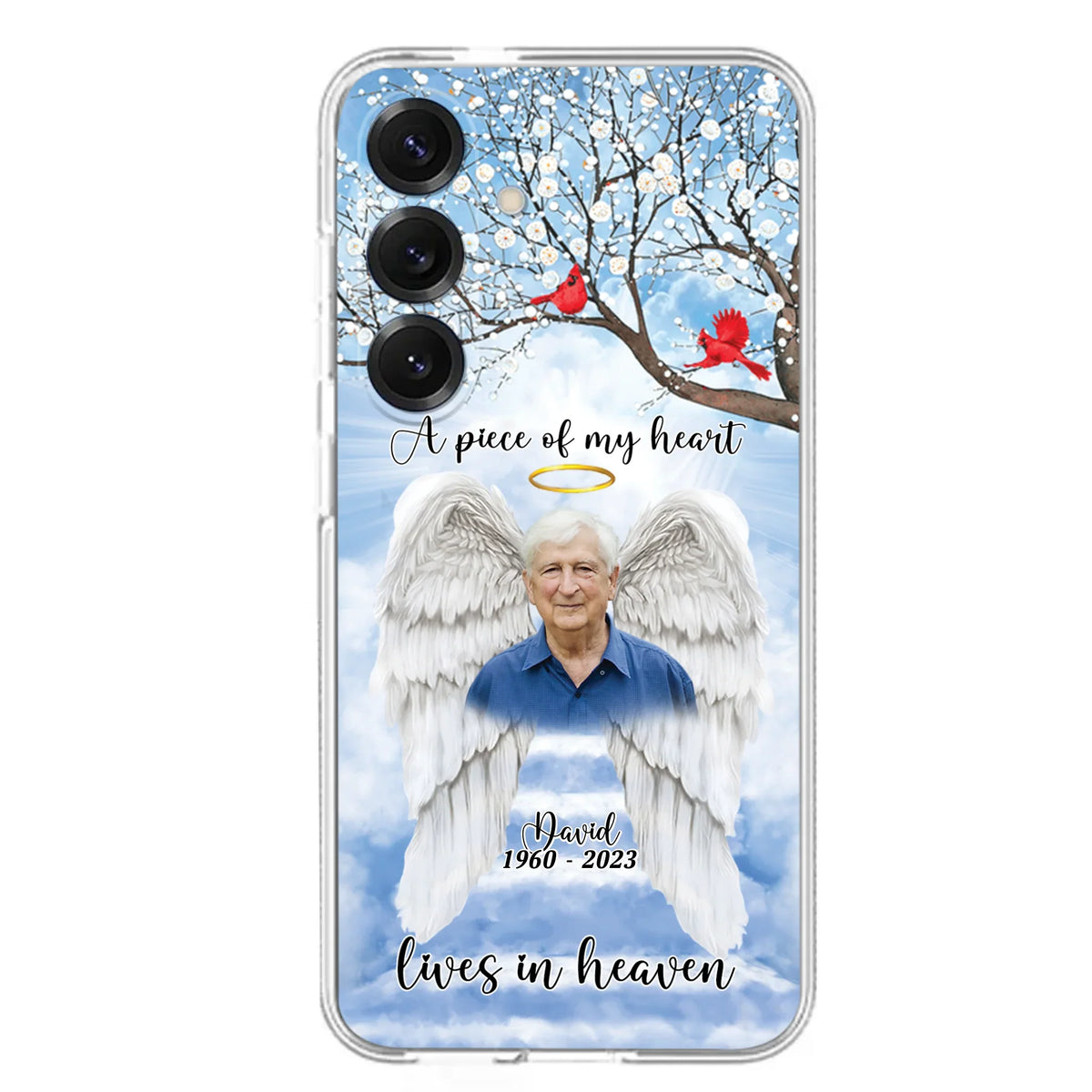Custom Personalized Memorial Wings Upload Photo Phone Case - Memorial Gift Idea - A Piece Of My Heart Lives In Heaven