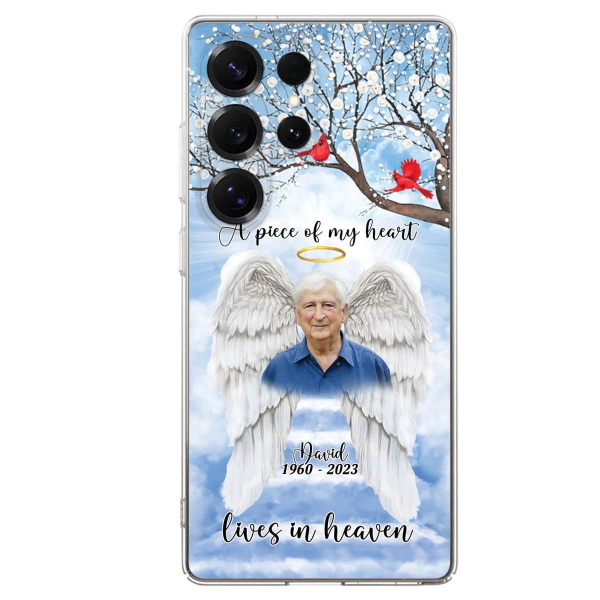Custom Personalized Memorial Wings Upload Photo Phone Case - Memorial Gift Idea - A Piece Of My Heart Lives In Heaven