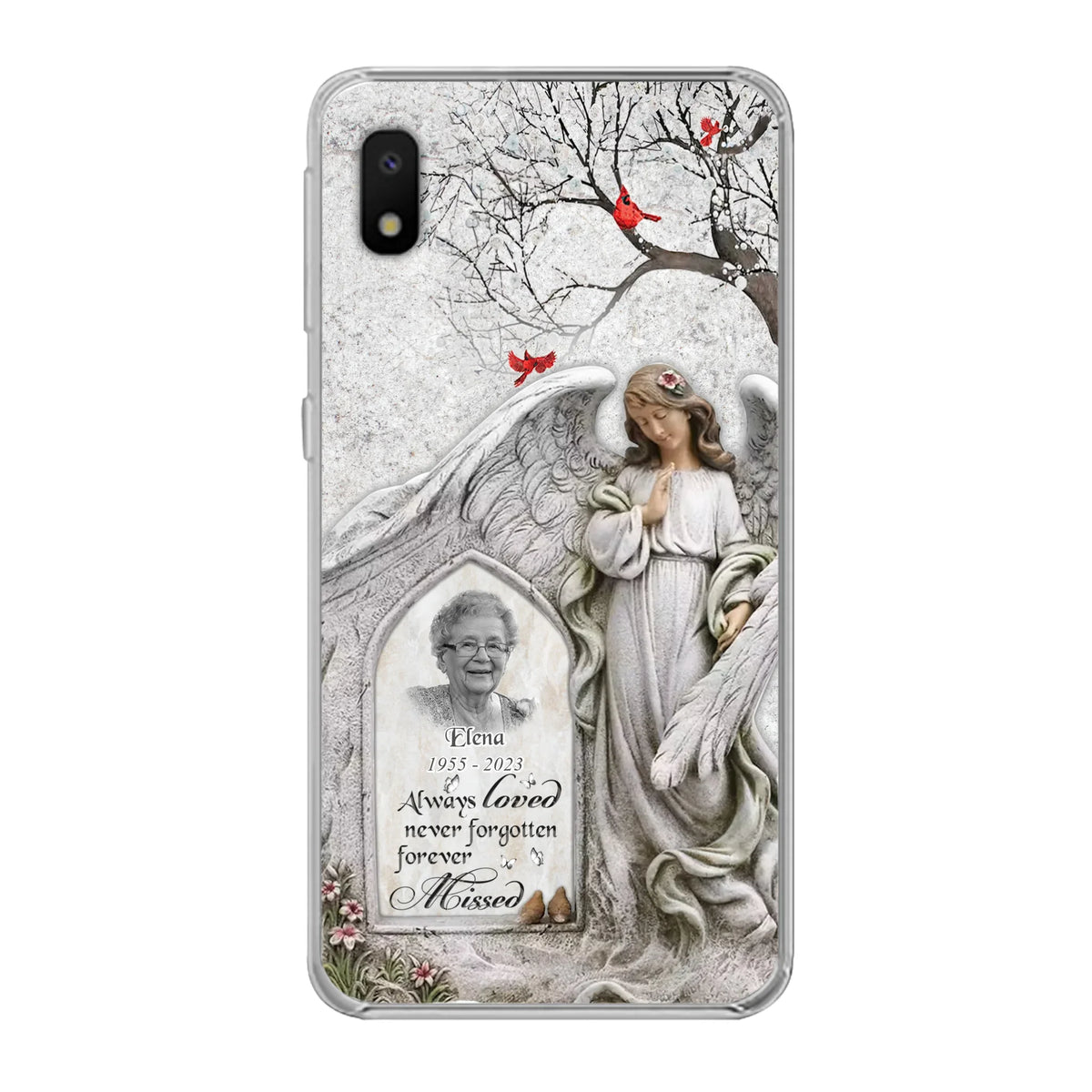 Custom Personalized Angel Memorial Phone Case - Upload Photo - Memorial Gift Idea For Family Member - Always Loved Never Forgotten Forever Missed - Case For iPhone/Samsung
