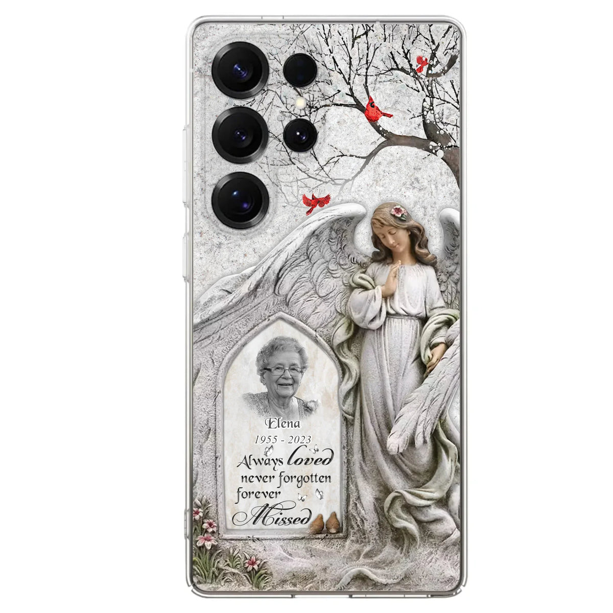 Custom Personalized Angel Memorial Phone Case - Upload Photo - Memorial Gift Idea For Family Member - Always Loved Never Forgotten Forever Missed - Case For iPhone/Samsung