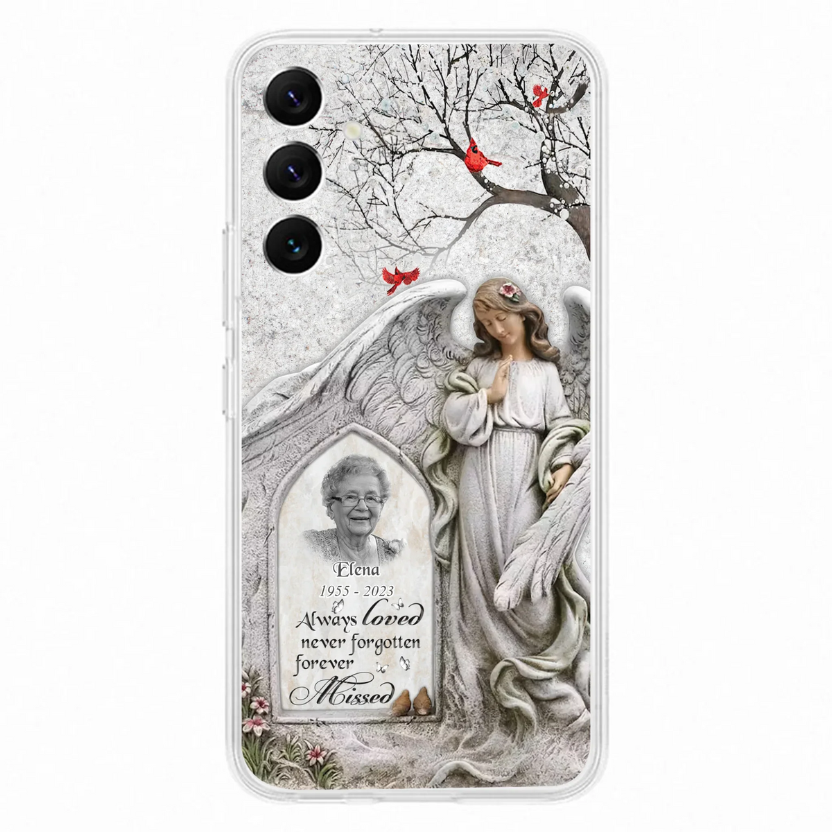 Custom Personalized Angel Memorial Phone Case - Upload Photo - Memorial Gift Idea For Family Member - Always Loved Never Forgotten Forever Missed - Case For iPhone/Samsung