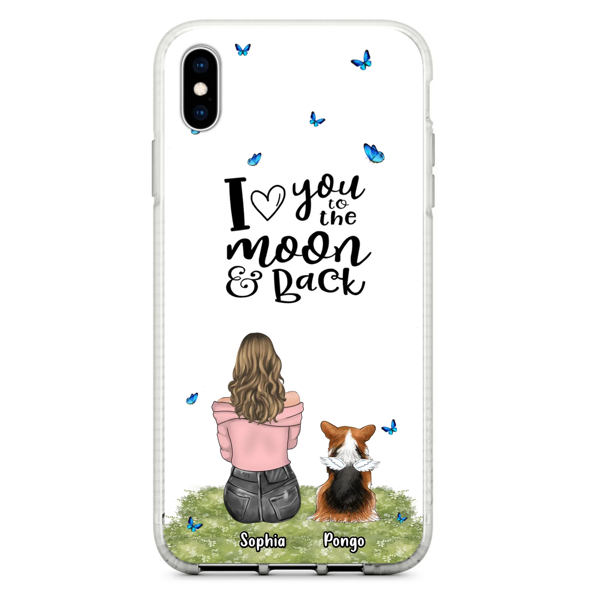 Personalized Dog Phone Case - Upto 4 Dogs - Gift Idea For Dog Owners - I Love You To The Moon & Back  - Case For iPhone/Samsung