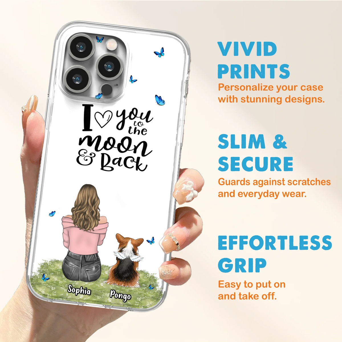 Personalized Dog Phone Case - Upto 4 Dogs - Gift Idea For Dog Owners - I Love You To The Moon & Back  - Case For iPhone/Samsung