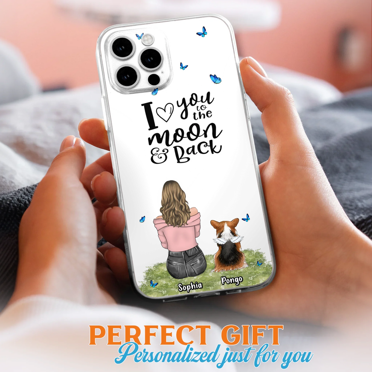 Personalized Dog Phone Case - Upto 4 Dogs - Gift Idea For Dog Owners - I Love You To The Moon & Back  - Case For iPhone/Samsung