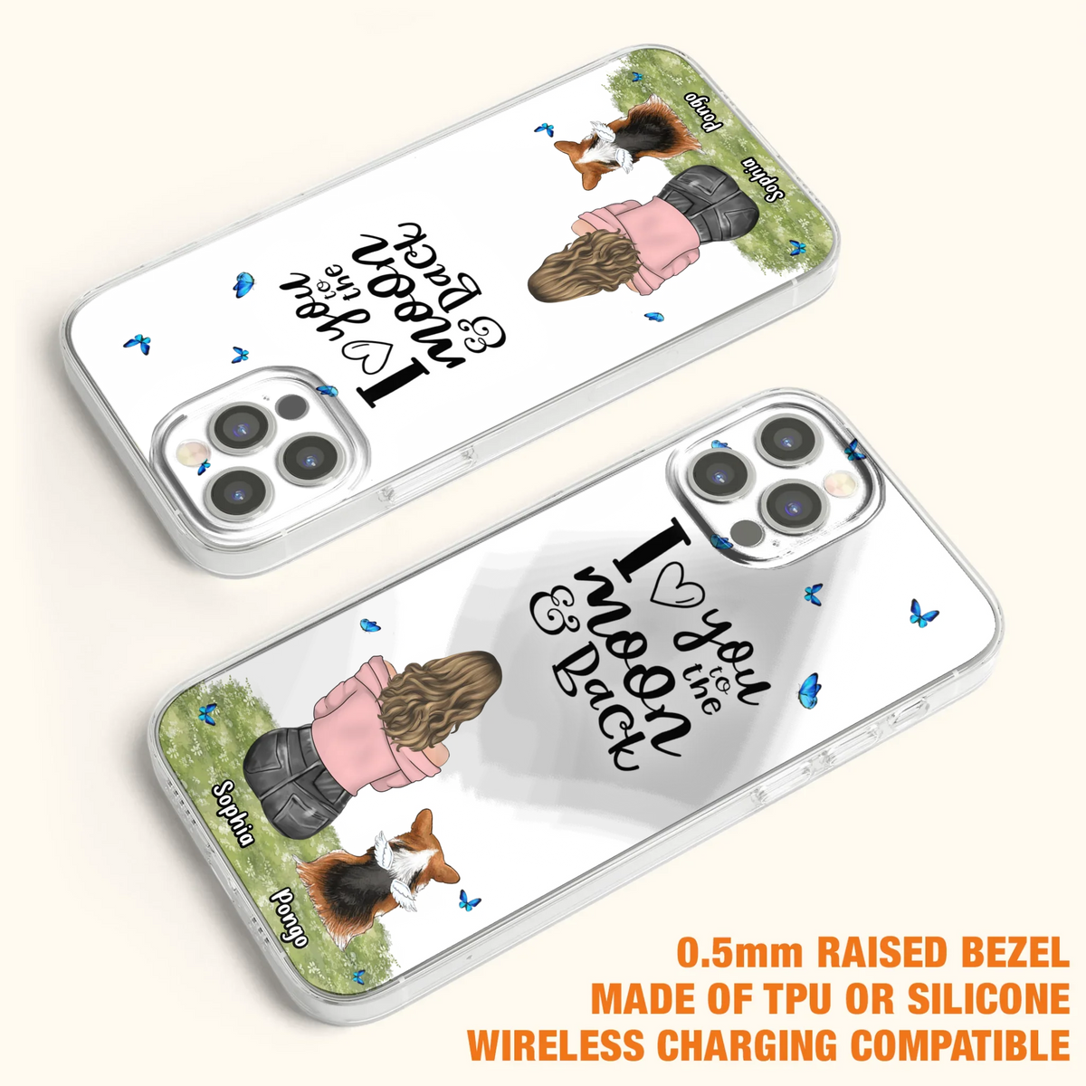Personalized Dog Phone Case - Upto 4 Dogs - Gift Idea For Dog Owners - I Love You To The Moon & Back  - Case For iPhone/Samsung