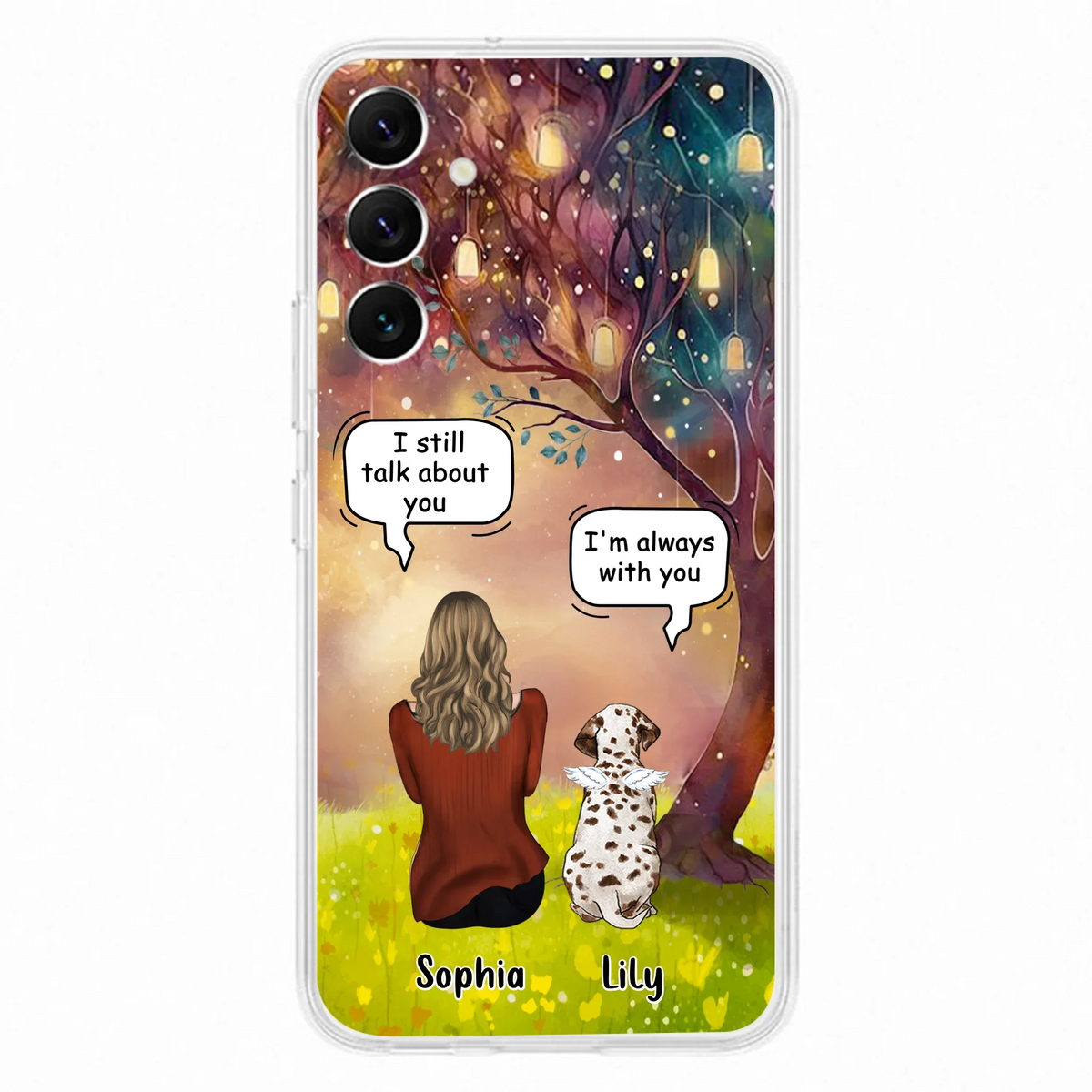Custom Personalized Memorial Dog Mom Phone Case - Upto 3 Dogs - Memorial Gift Idea for Dog Lovers - I'm Always With You