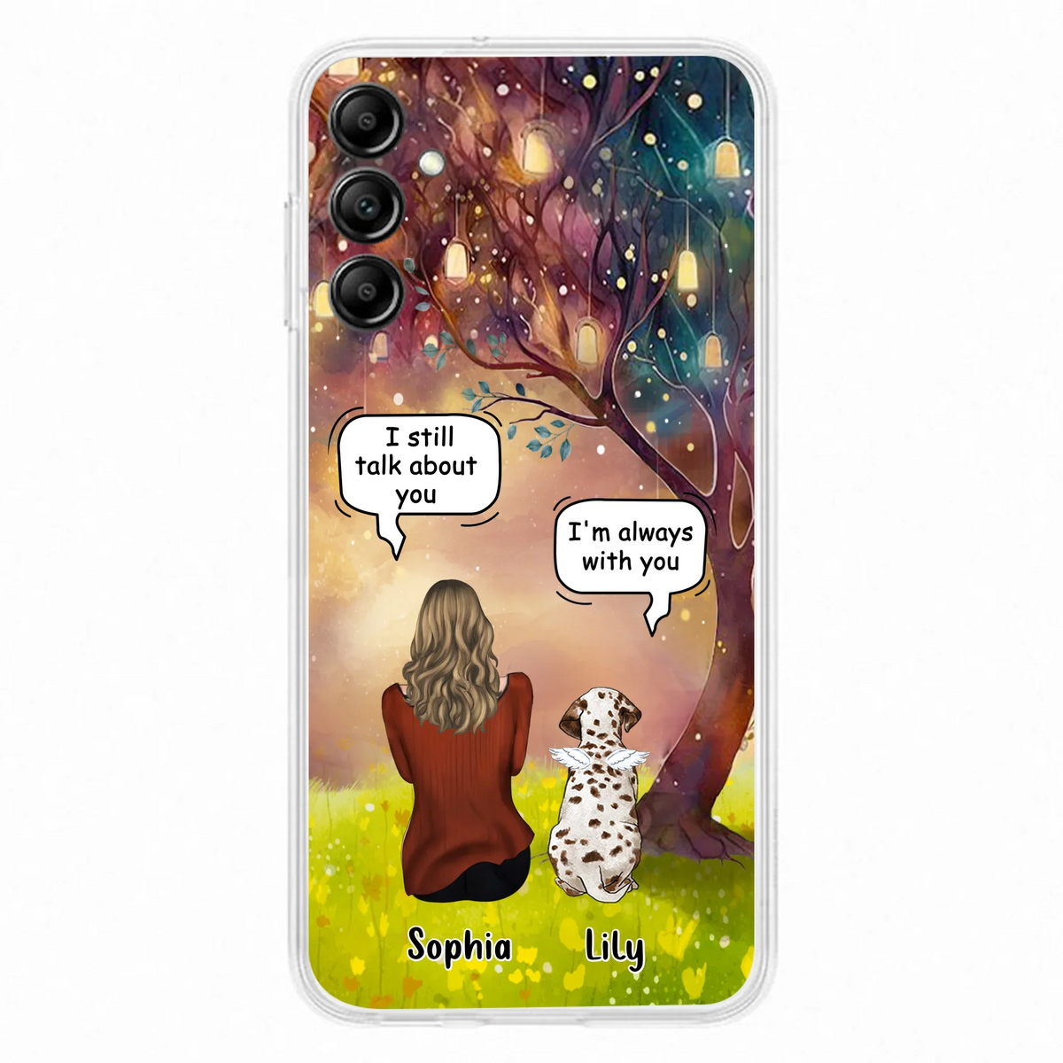 Custom Personalized Memorial Dog Mom Phone Case - Upto 3 Dogs - Memorial Gift Idea for Dog Lovers - I'm Always With You