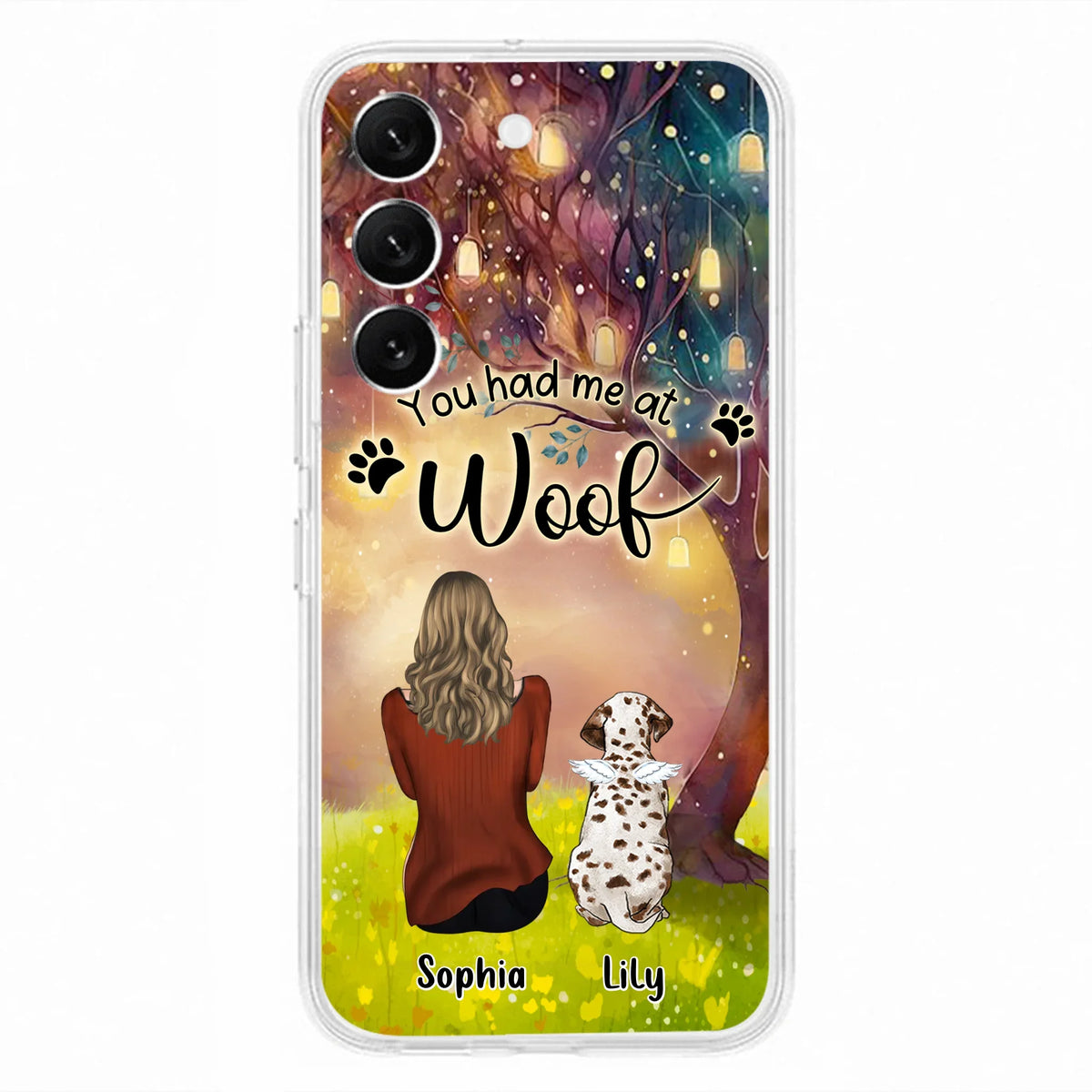 Custom Personalized Memorial Dog Mom Phone Case - Upto 3 Dogs - Memorial Gift Idea for Dog Lovers - You Had Me At Woof