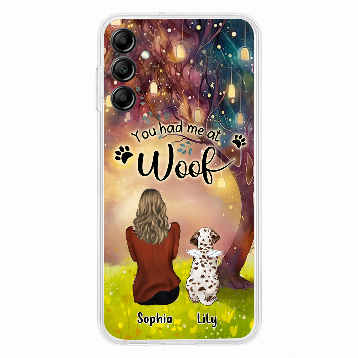 Custom Personalized Memorial Dog Mom Phone Case - Upto 3 Dogs - Memorial Gift Idea for Dog Lovers - You Had Me At Woof
