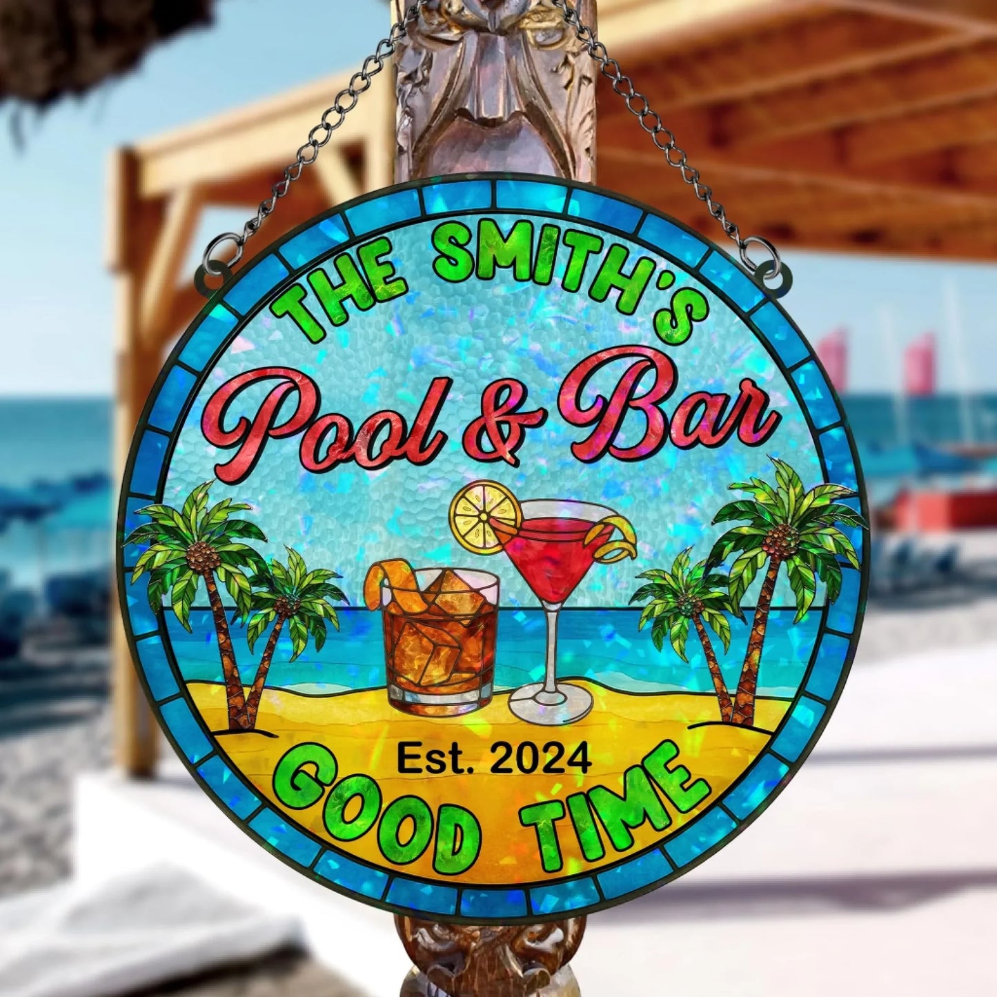 Personalized Poolside & Bar Acrylic Suncatcher - Summer Gift Idea