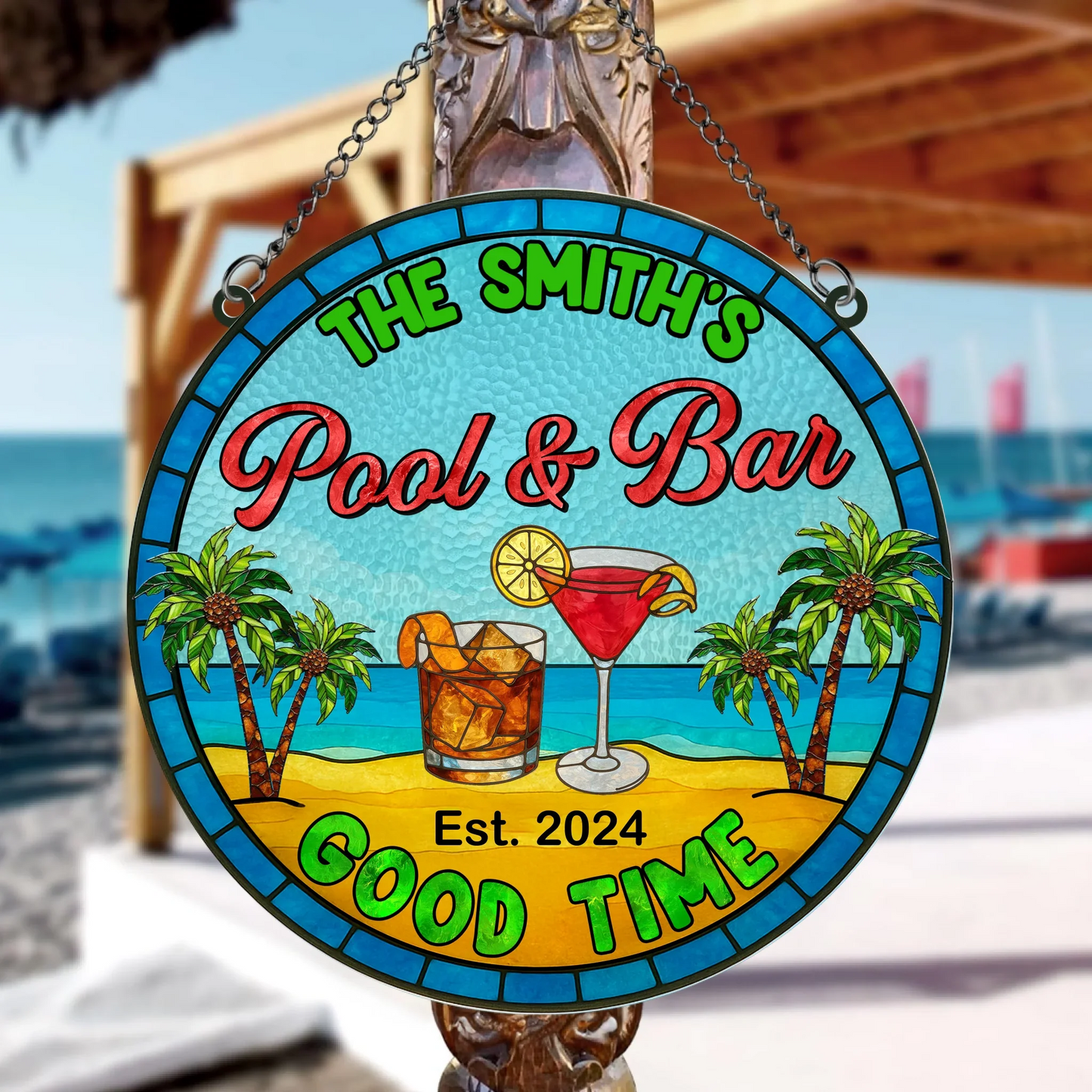 Personalized Poolside & Bar Acrylic Suncatcher - Summer Gift Idea