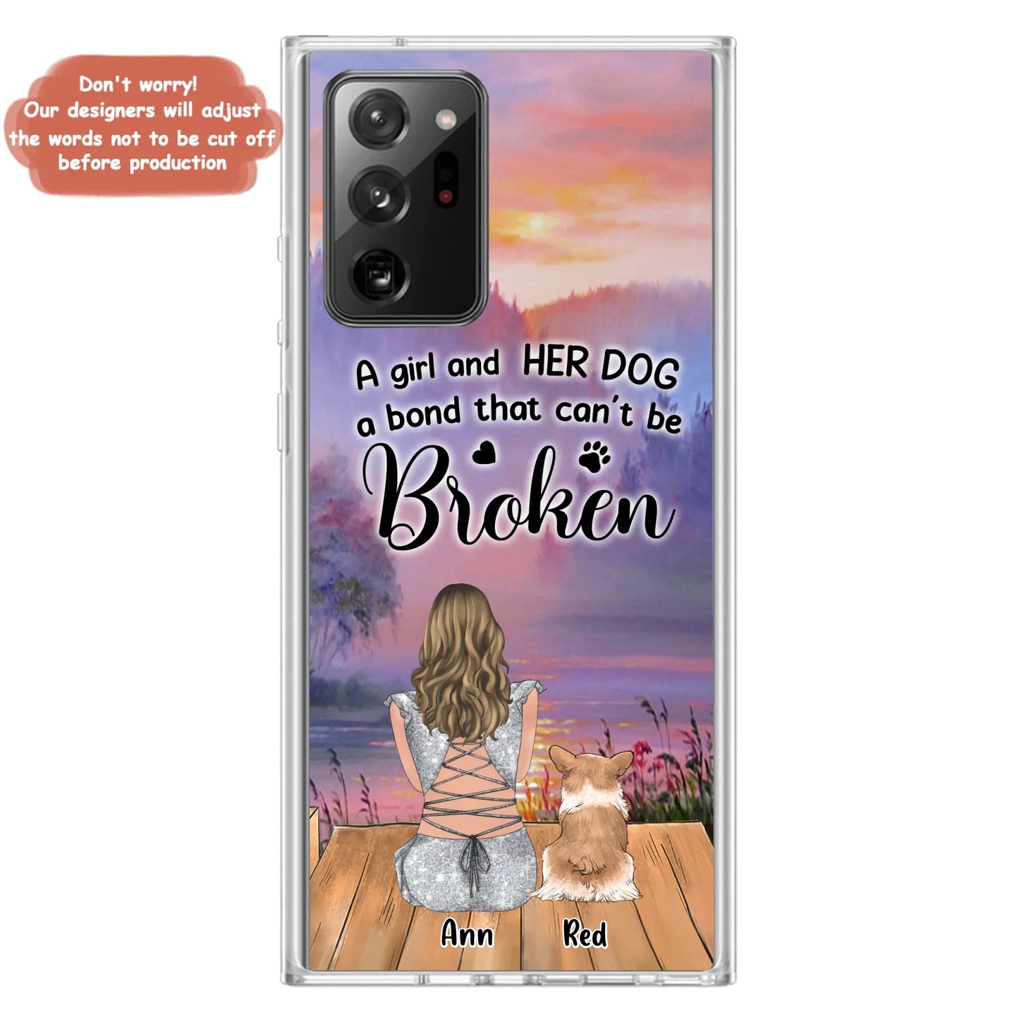 Custom Personalized Dog Mom Phone Case - Upto 4 Dogs - Mother's Day Gift Idea for Dog Lovers - A Girl And Her Dog A Bond That Can't Be Broken - Case for iPhone/Samsung