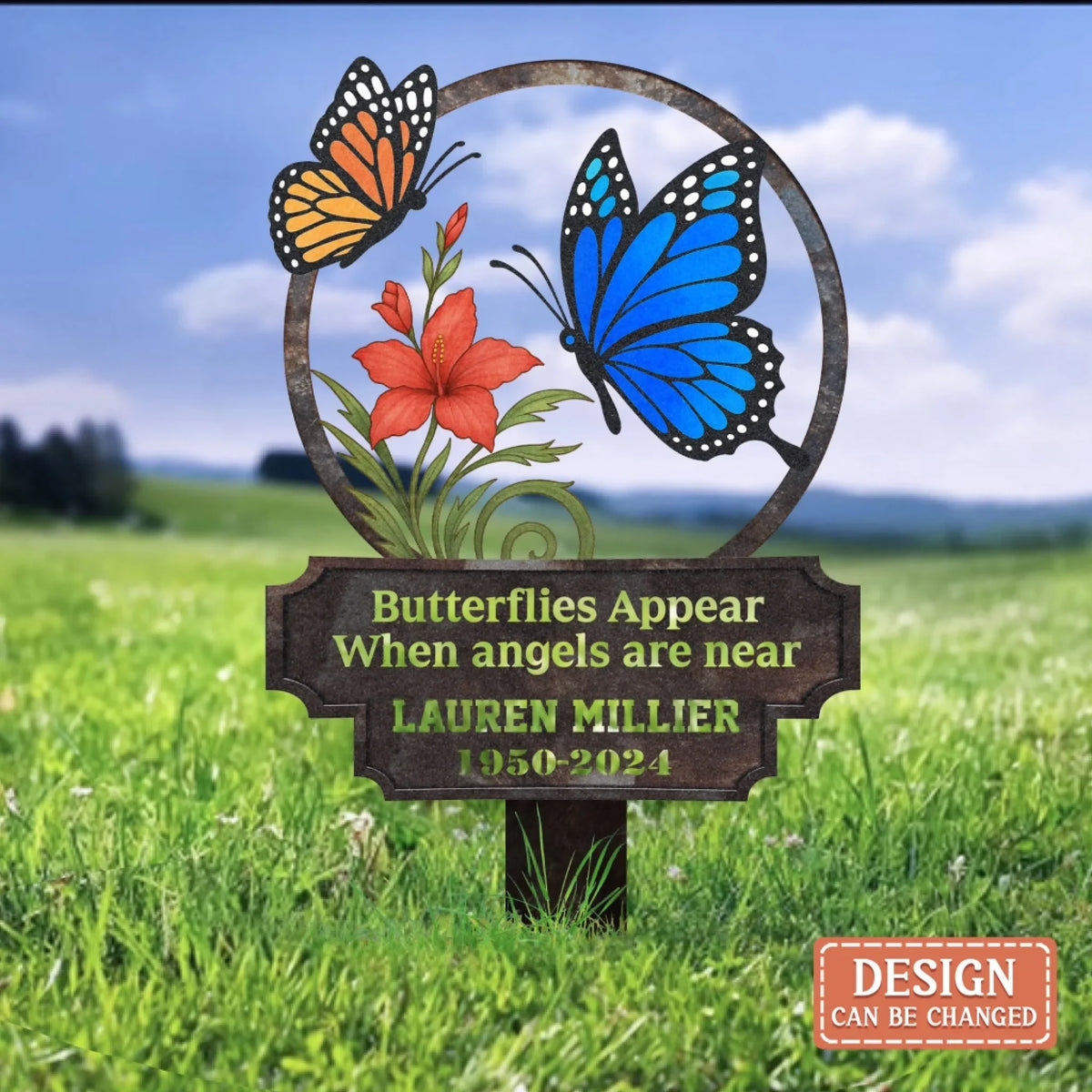 Personalized Memorial Metal Sign - Butterflies Appear When Angels Are Near - Memorial Gift Idea For Family Member