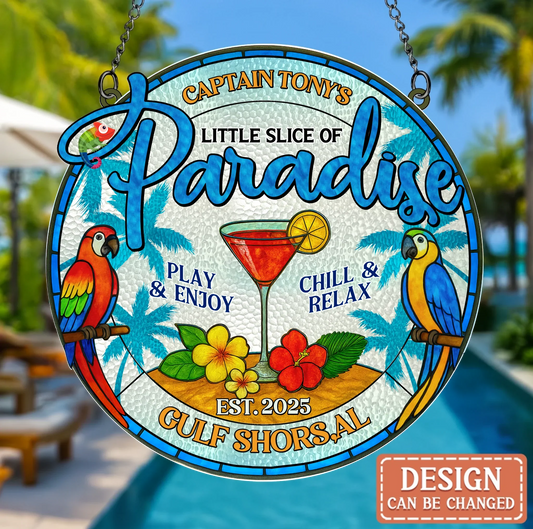 Custom Personalized Paradise Acrylic Suncatcher - Summer Gift Idea