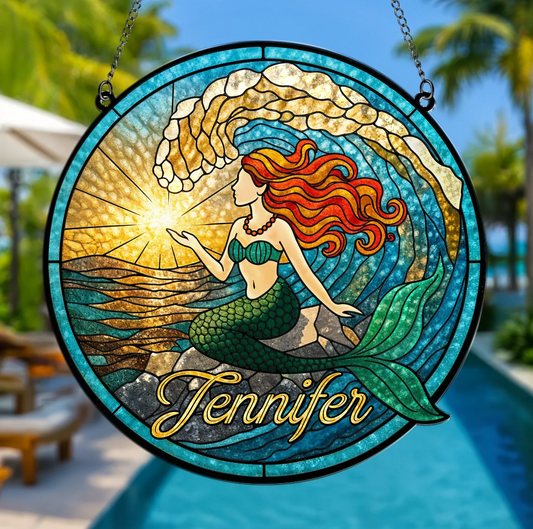 Custom Name Mermaid Acrylic Suncatcher - Mermaid/ Summer Gift Idea For Friend