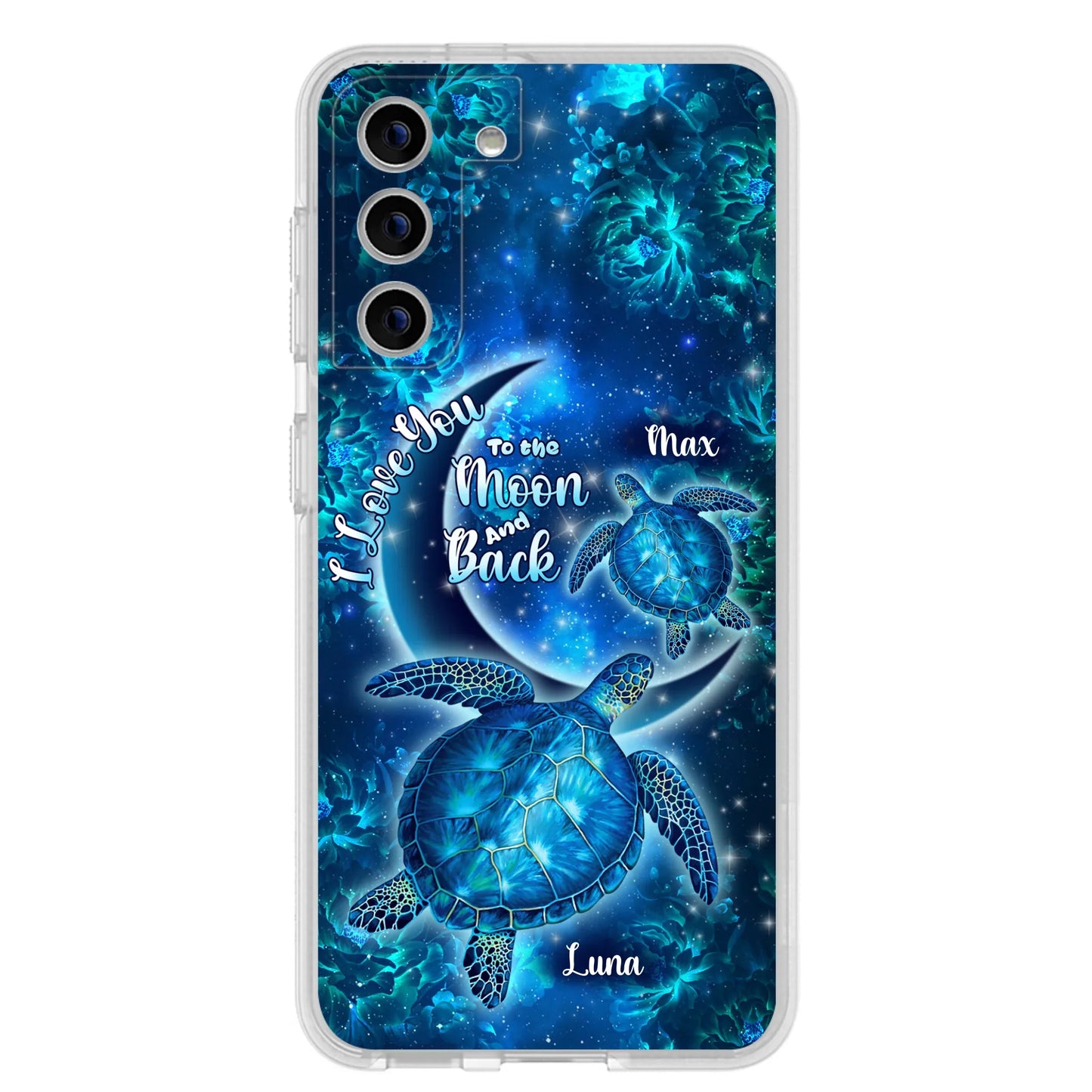 Custom Personalized Turtle Phone Case For Iphone and Samsung - Up to 6 Turtles - I Love You To The Moon And Back - IUNAG8