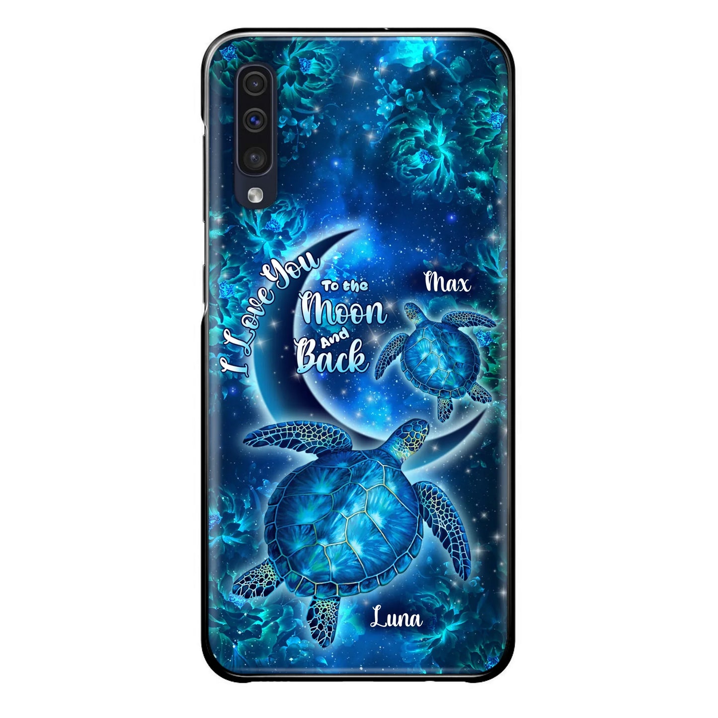 Custom Personalized Turtle Phone Case For Iphone and Samsung - Up to 6 Turtles - I Love You To The Moon And Back - IUNAG8