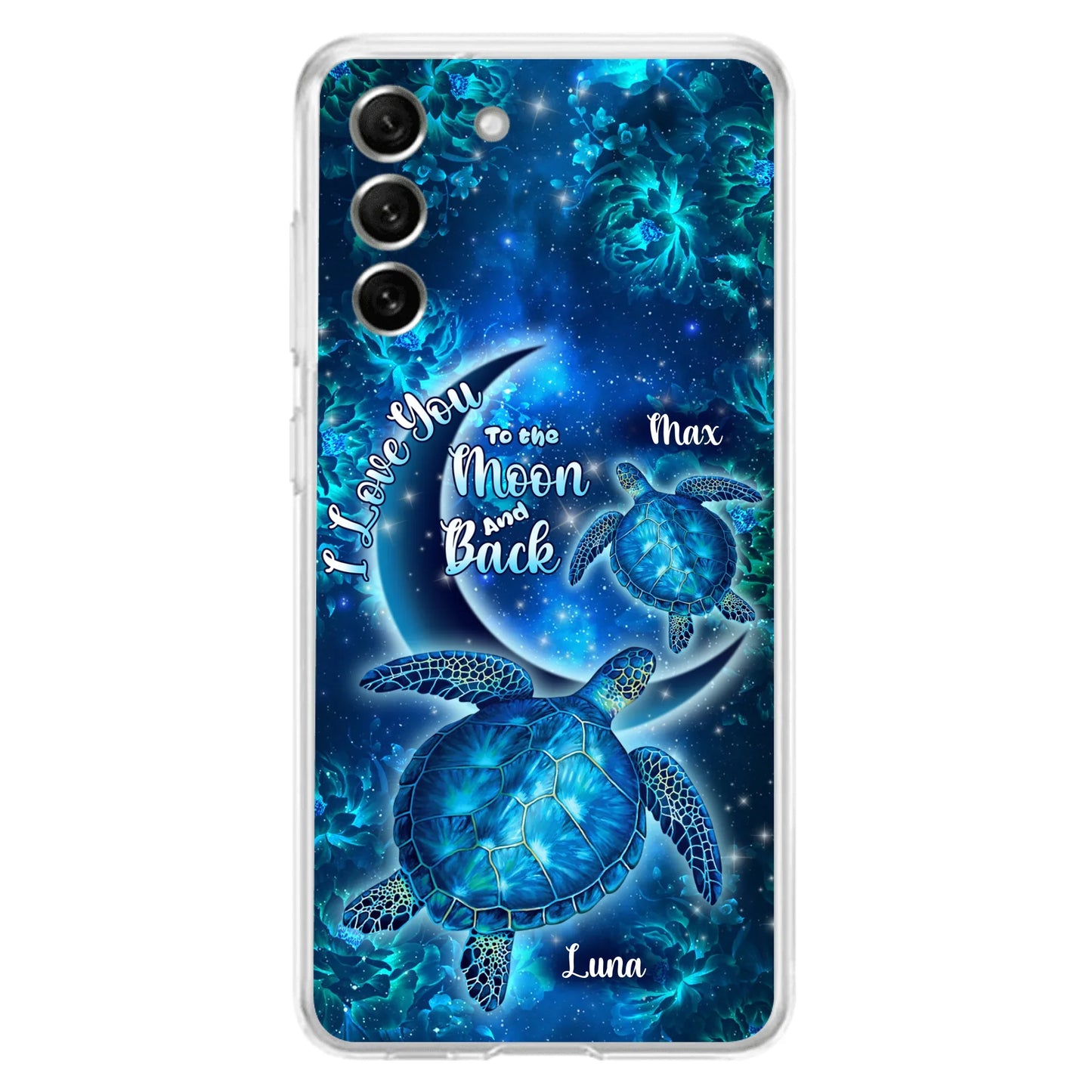 Custom Personalized Turtle Phone Case For Iphone and Samsung - Up to 6 Turtles - I Love You To The Moon And Back - IUNAG8