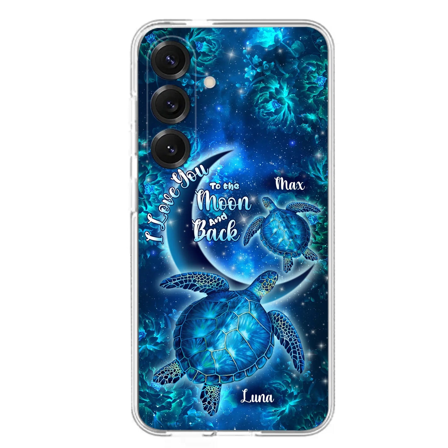 Custom Personalized Turtle Phone Case For Iphone and Samsung - Up to 6 Turtles - I Love You To The Moon And Back - IUNAG8
