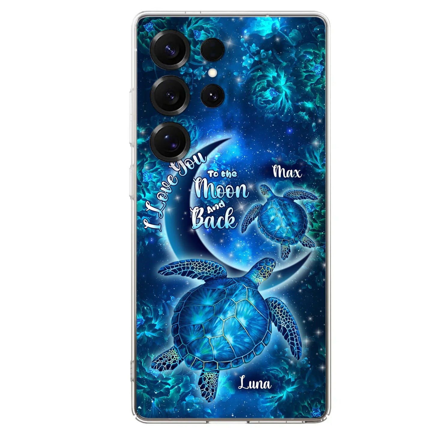 Custom Personalized Turtle Phone Case For Iphone and Samsung - Up to 6 Turtles - I Love You To The Moon And Back - IUNAG8