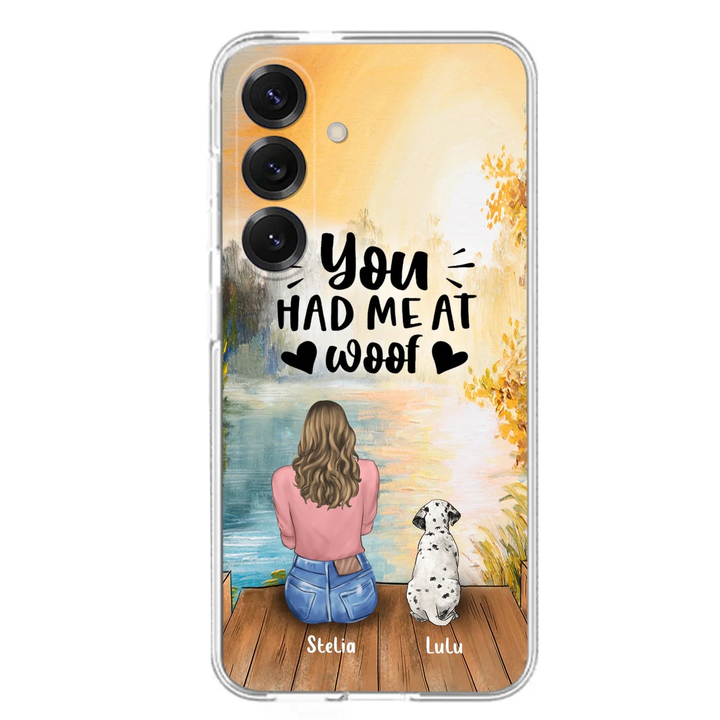 Custom Personalized Dog Mom Phone Case - Best Gift Idea For Dog Lovers - Upto 4 Dogs - You Had Me At Woof - Case For iPhone, Samsung And Xiaomi