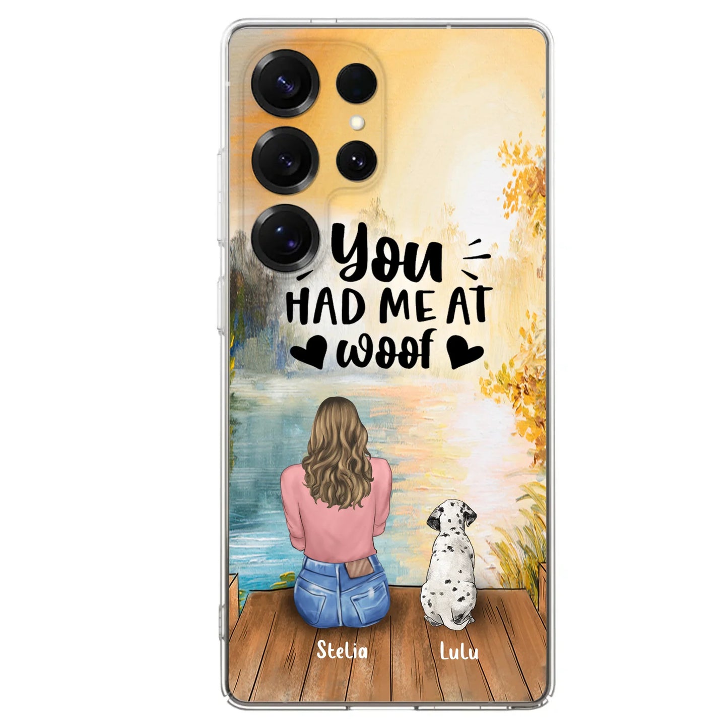 Custom Personalized Dog Mom Phone Case - Best Gift Idea For Dog Lovers - Upto 4 Dogs - You Had Me At Woof - Case For iPhone, Samsung And Xiaomi