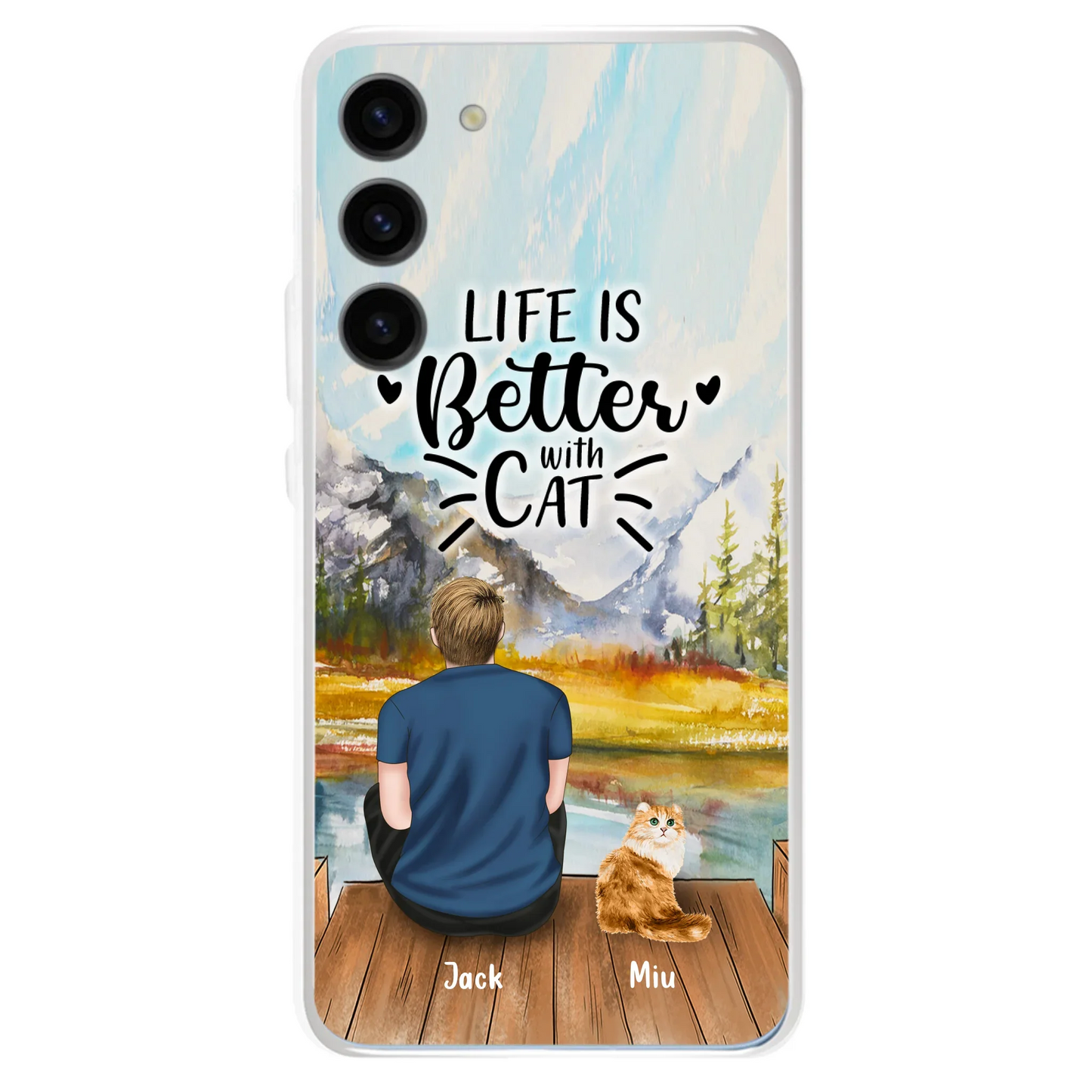 Custom Personalized Cat Dad Phone Case - Gifts For Cat Lovers With Upto 4 Cats - Best Cat Dad Ever - Case For iPhone, Samsung And Xiaomi