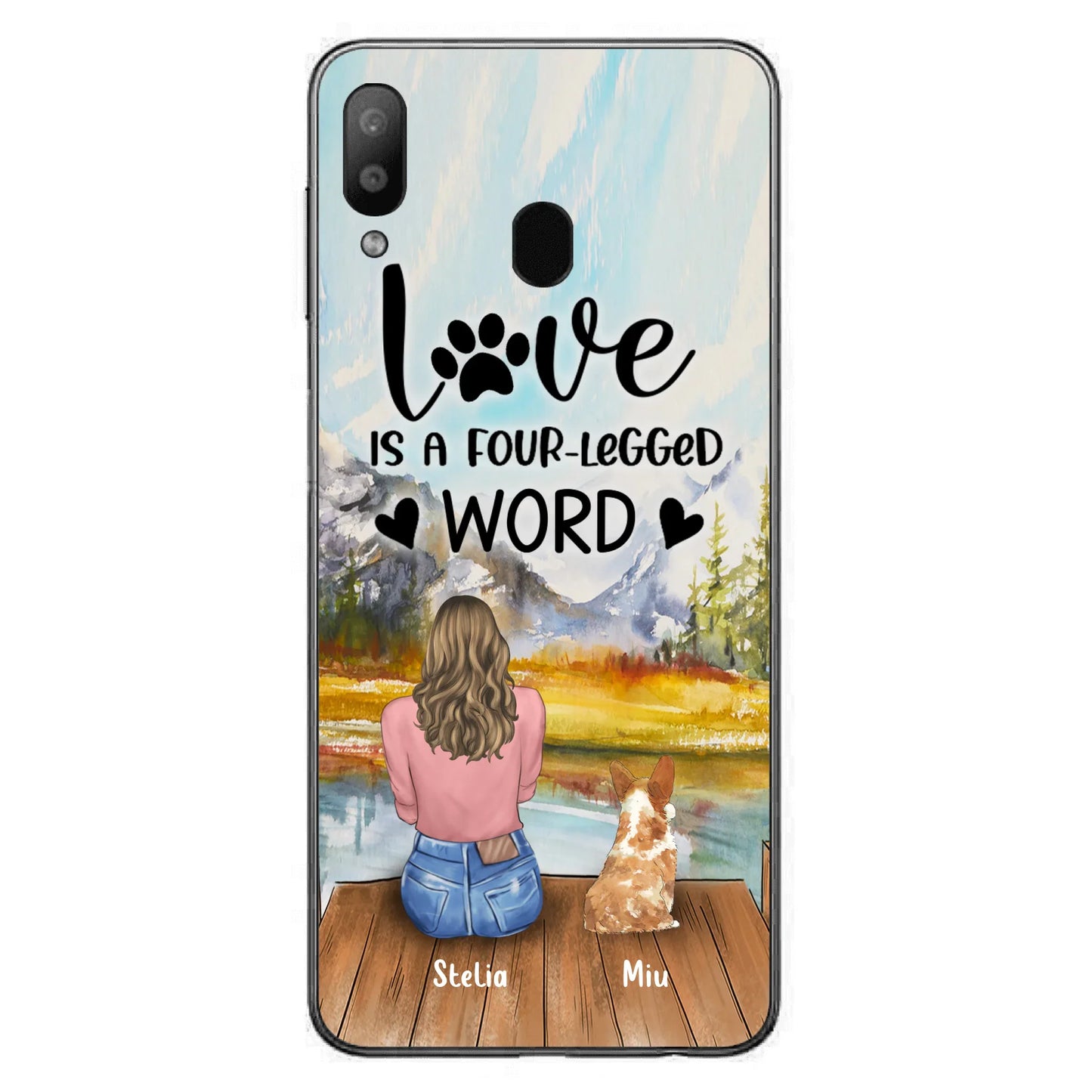 Custom Personalized Pet Mom/Pet Dad Phone Case - Gifts For Pet Lovers With Upto 4 Pets - Love Is A Four-Legged Word