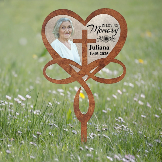Personalized Photo Memorial Metal Sign - Memorial Gift Idea For Family Member - I Loing Memory