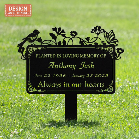 Personalized Memorial Tree Plaque With Stake Metal Sign - Memorial Gift Idea - Planted In Loving Memory Of