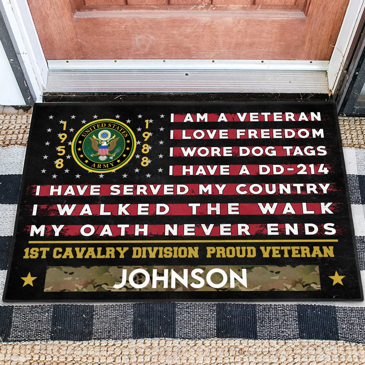 Personalized Veteran Doormat - Gift Idea For Veteran - I Am A Veteran I Love Freedom