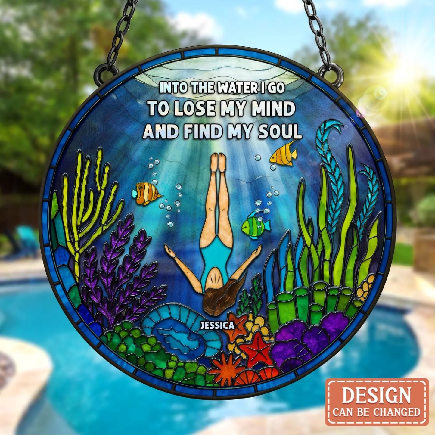 Custom Name Mermaid Acrylic Suncatcher - Mermaid/ Summer Gift Idea For Friend - Into The Water I Go To Lose My Mind And Find My Soul